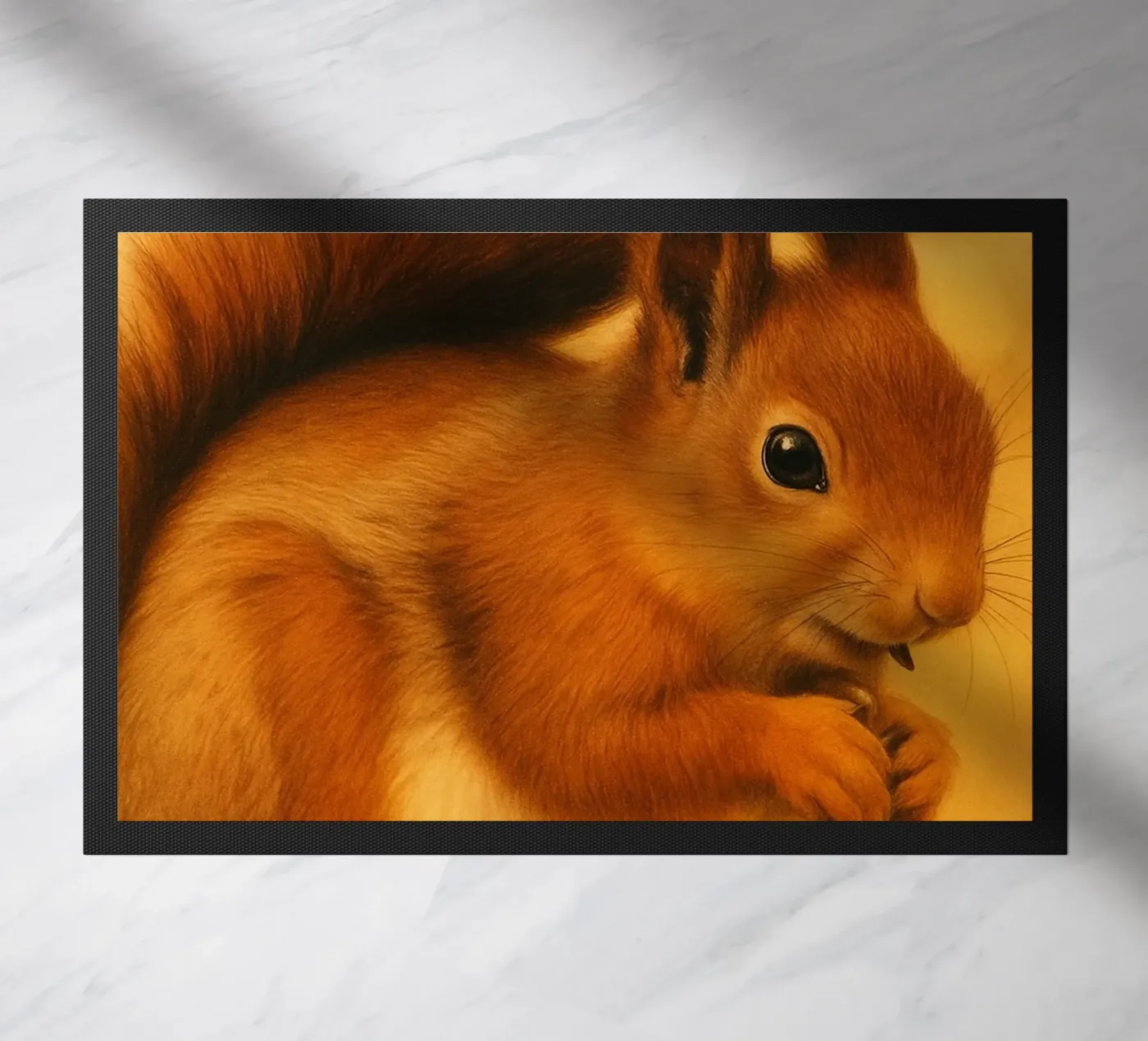 Squirrel Funny Face doormat by kukupuu