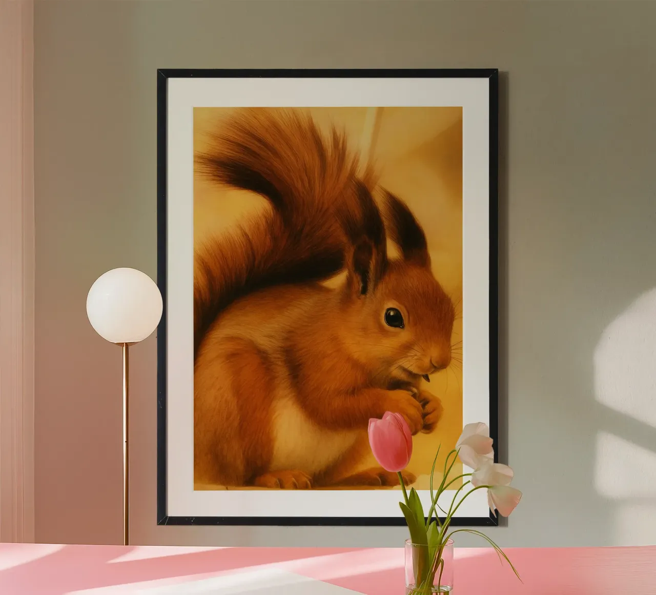 Scoiattolo faccia buffa poster con telaio in alluminio da kukupuu