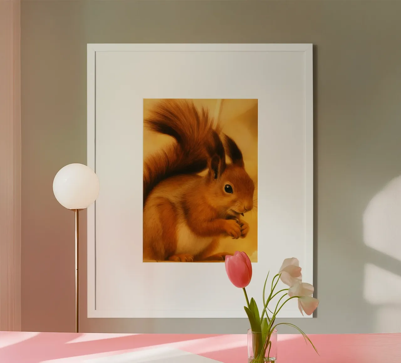 Scoiattolo faccia buffa poster con telaio in alluminio da kukupuu