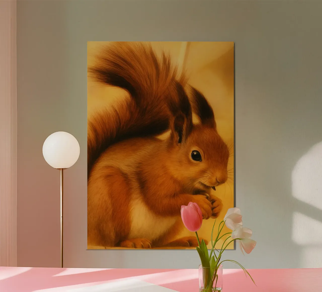 Scoiattolo faccia buffa poster con telaio in alluminio da kukupuu