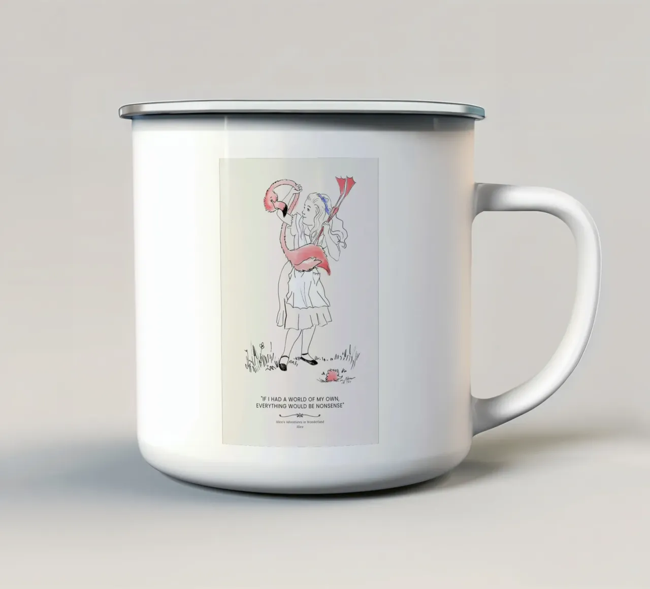 Alice And The Flamingo tazza in smalto da Little Flourishes
