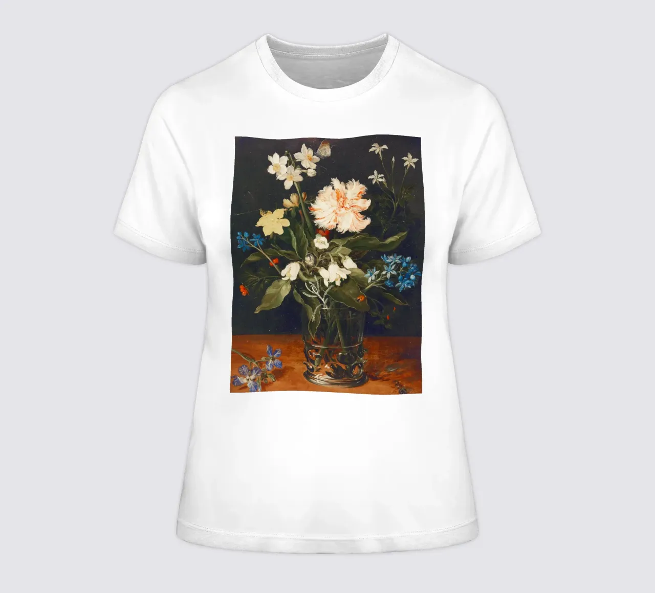 Natura morta con fiori in un bicchiere di Jan Brueghel il Vecchio t-shirt da donna da Pretty Flowers Vintage Botanicals