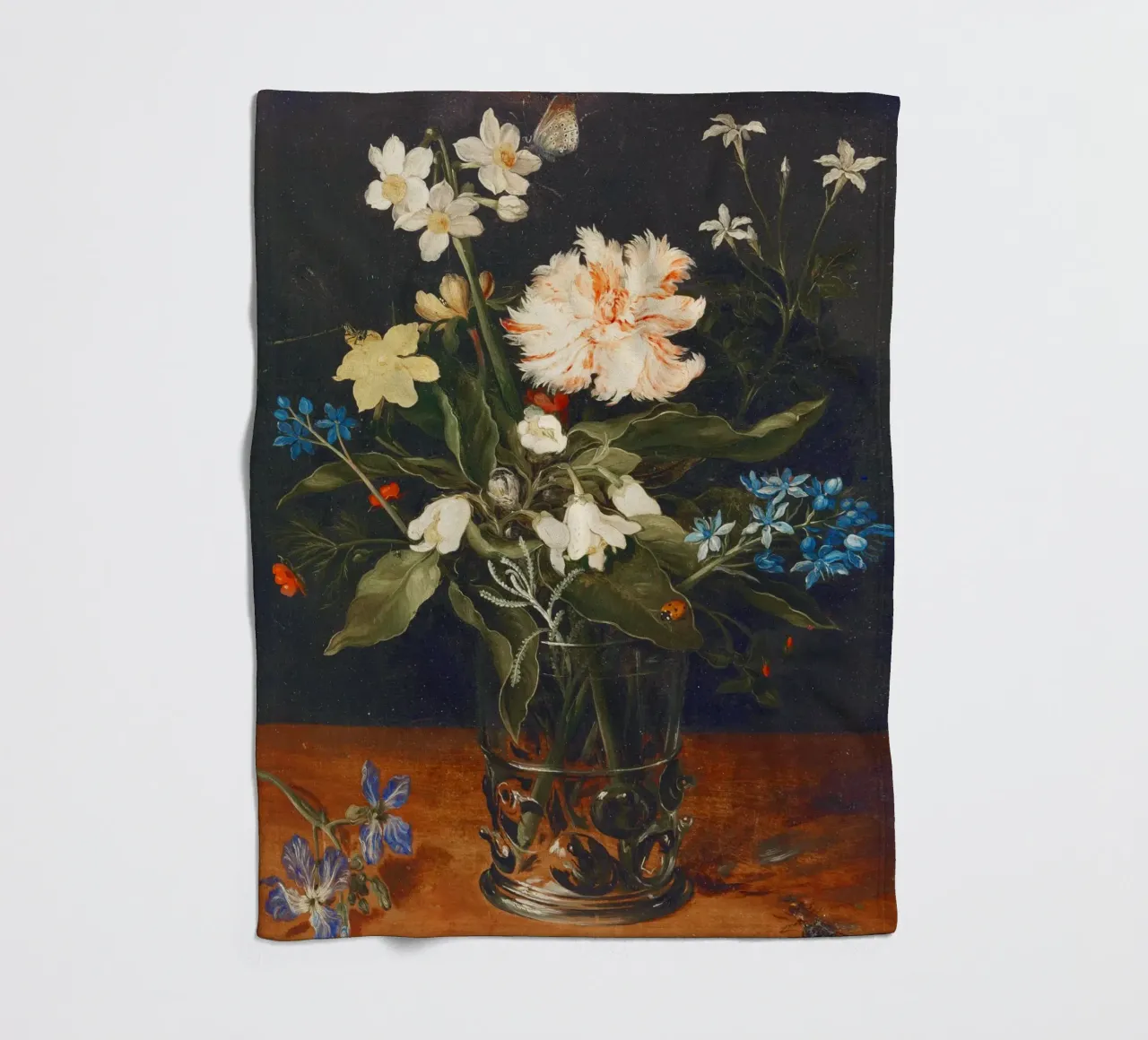 Natura morta con fiori in un bicchiere di Jan Brueghel il Vecchio coperta in pile da Pretty Flowers Vintage Botanicals