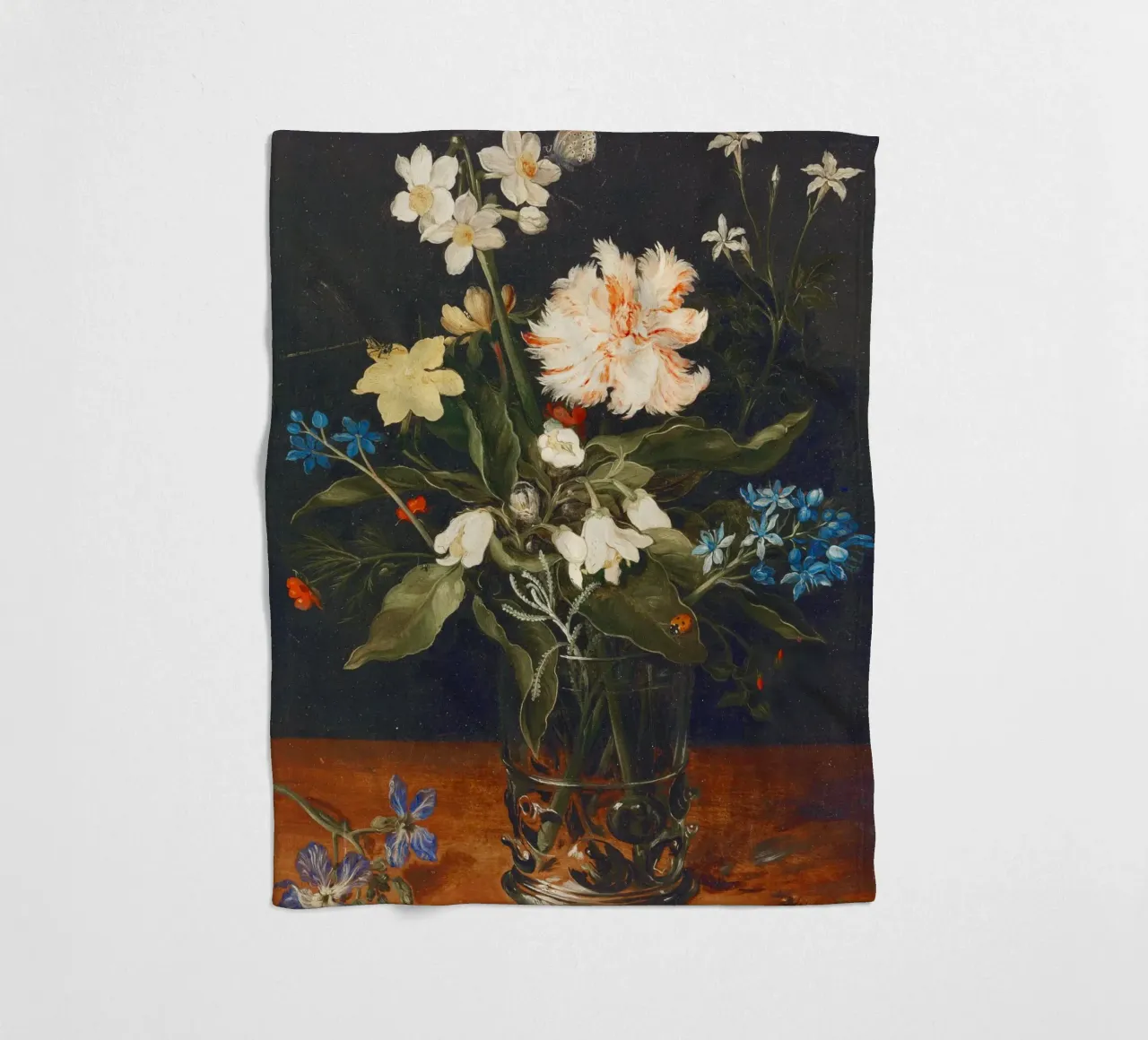 Natura morta con fiori in un bicchiere di Jan Brueghel il Vecchio coperta in pile da Pretty Flowers Vintage Botanicals
