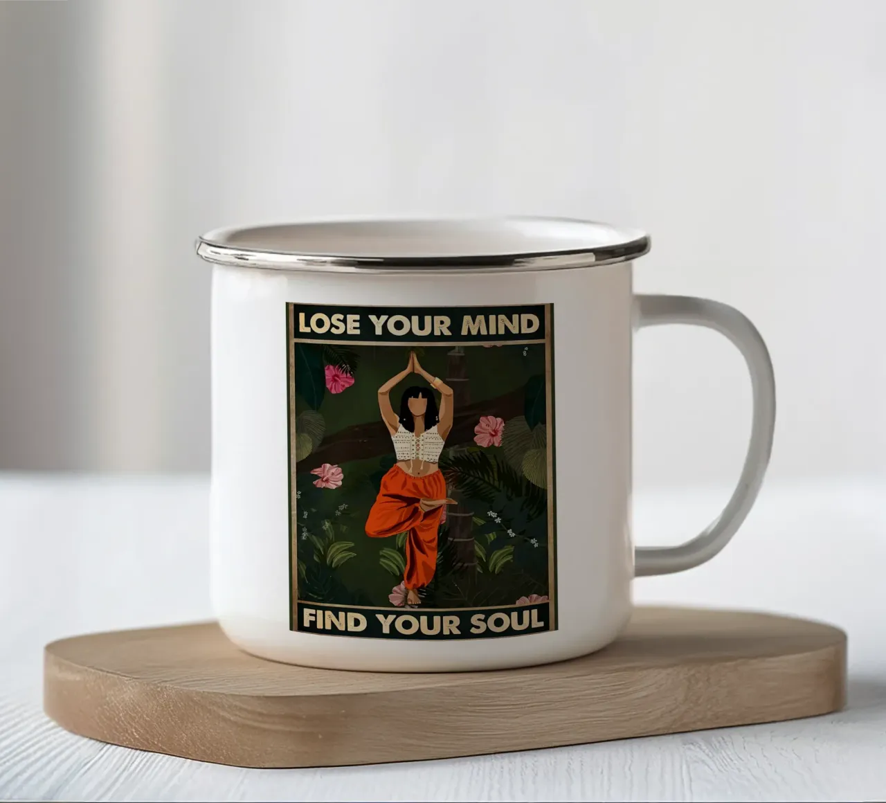 Donna Perdi la tua mente Trova la tua anima tazza in smalto da Aaronshop