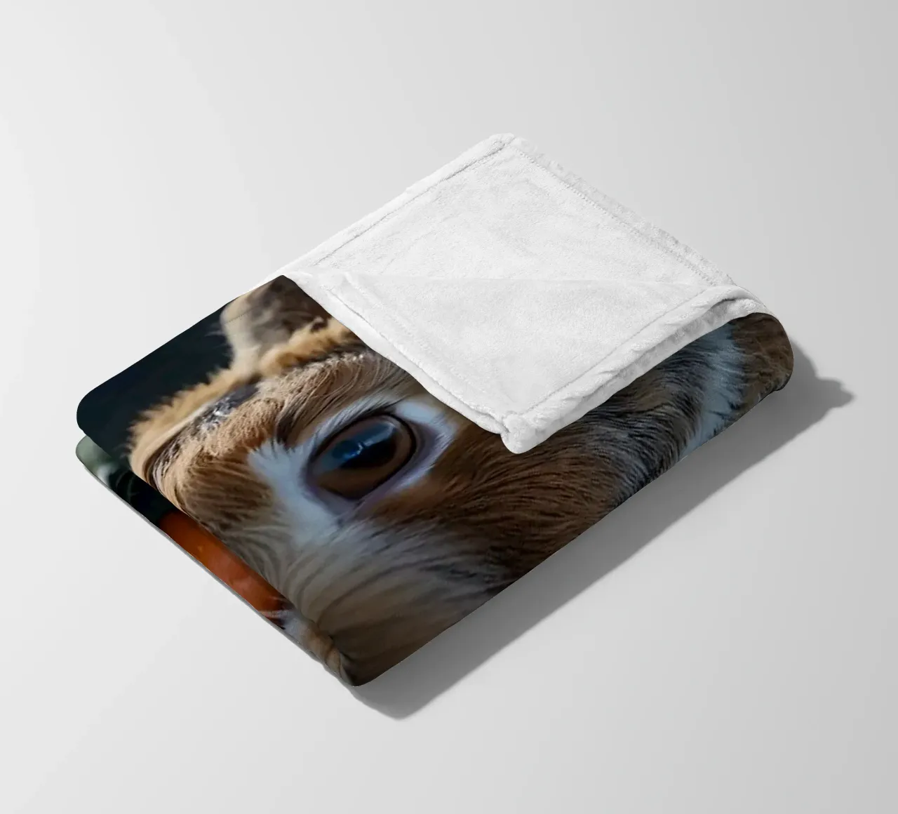 Il coniglio marrone sgranocchia felicemente le carote fresche coperta in pile da DesignDoodle