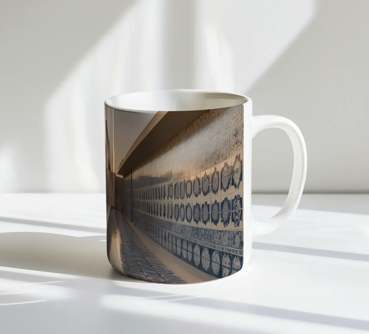 Architectural elegance of contemporary structure ceramic mug by DesignDoodle