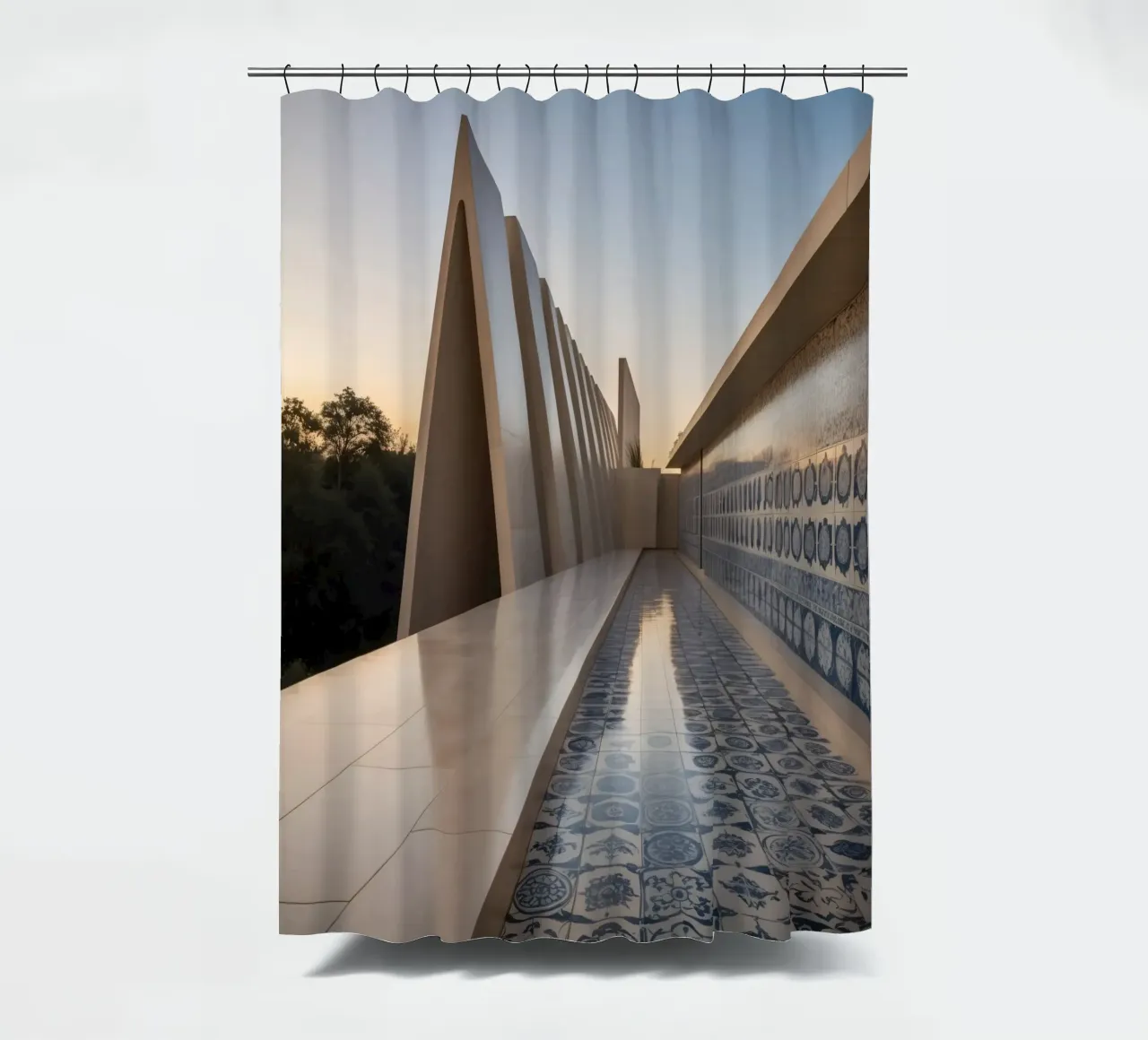 Architectural elegance of contemporary structure shower curtain by DesignDoodle