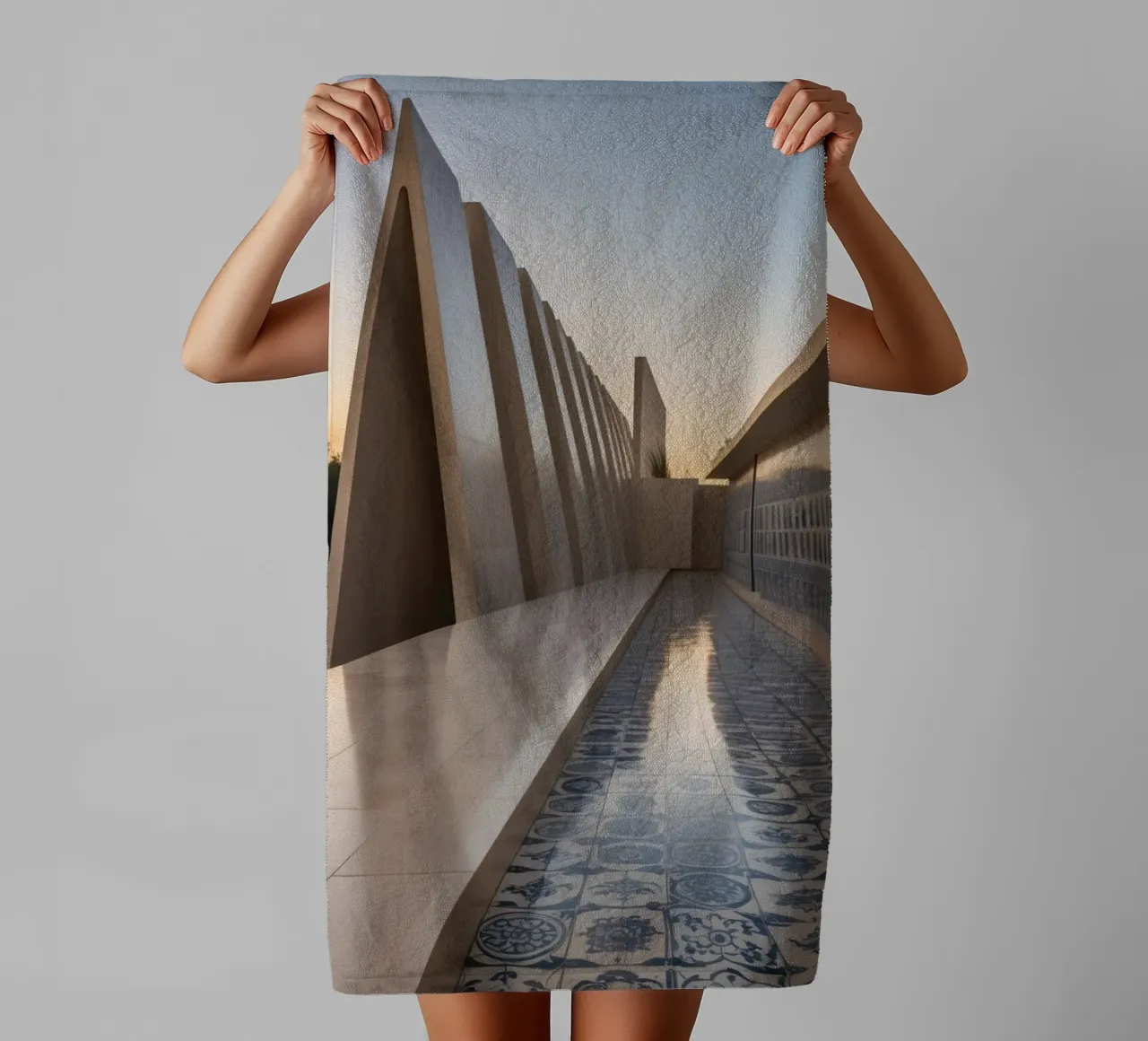 Architectural elegance of contemporary structure towel by DesignDoodle