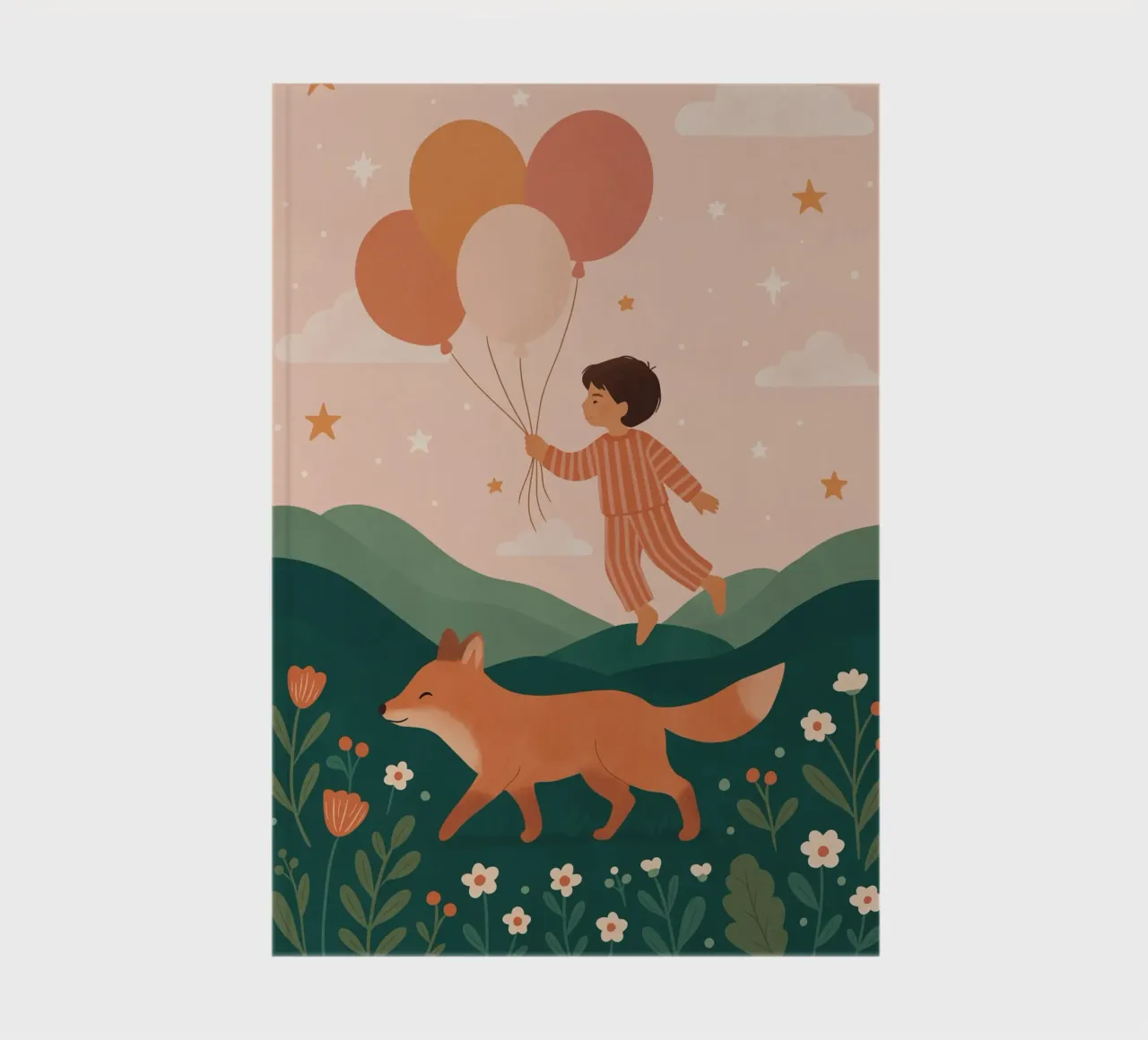 The balloon child with the fox notebook by kokoprint