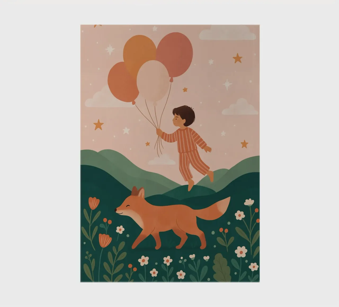 The balloon child with the fox notebook by kokoprint