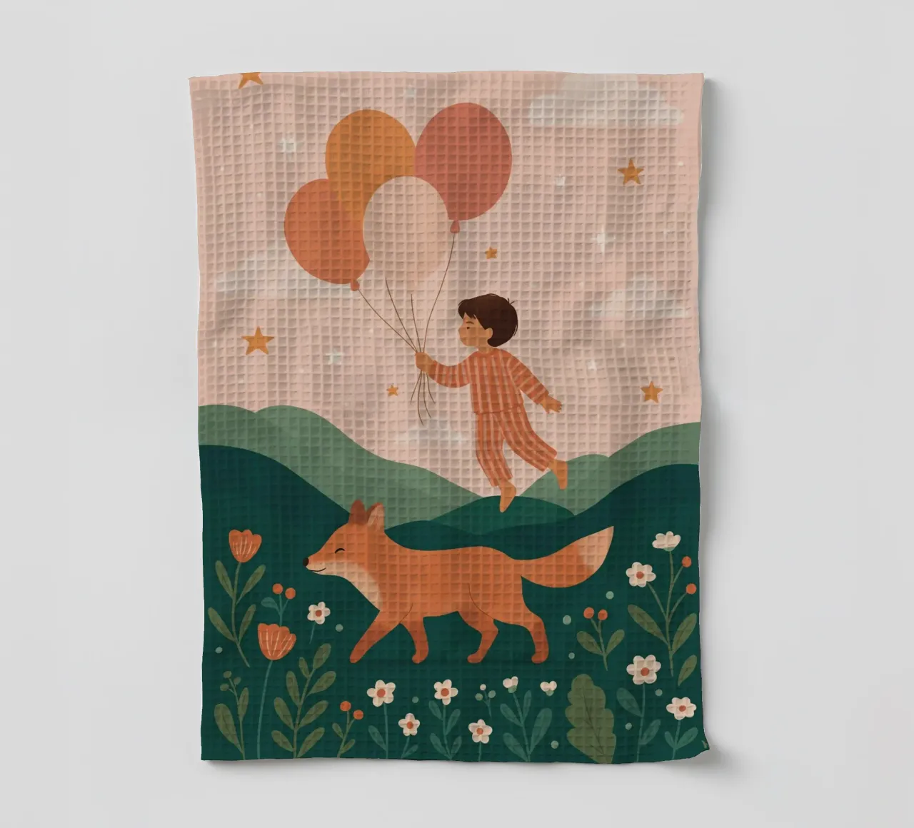 Il bambino palloncino con la volpe canovaccio da cucina da kokoprint