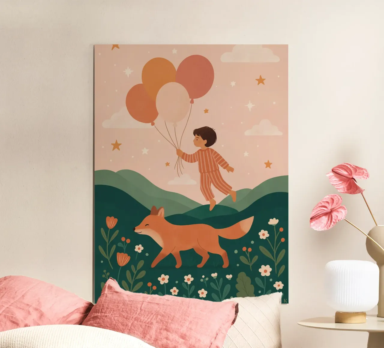 Il bambino palloncino con la volpe poster da kokoprint