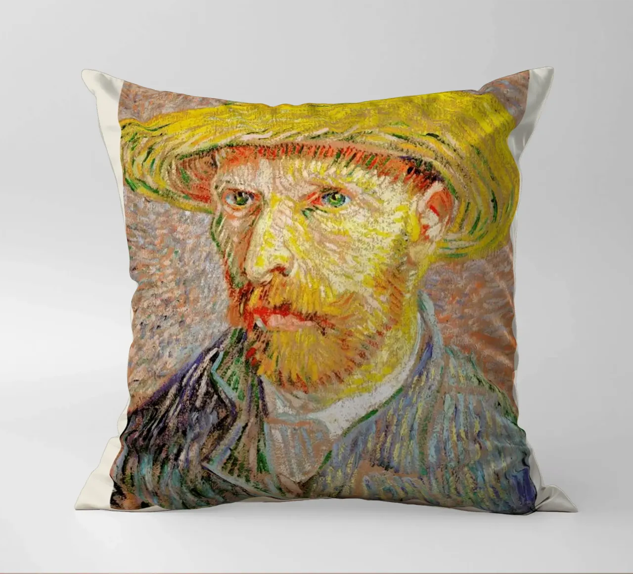 van Gogh - Self-Portrait with a Straw Hat cuscino da Vintage by JUNIQE