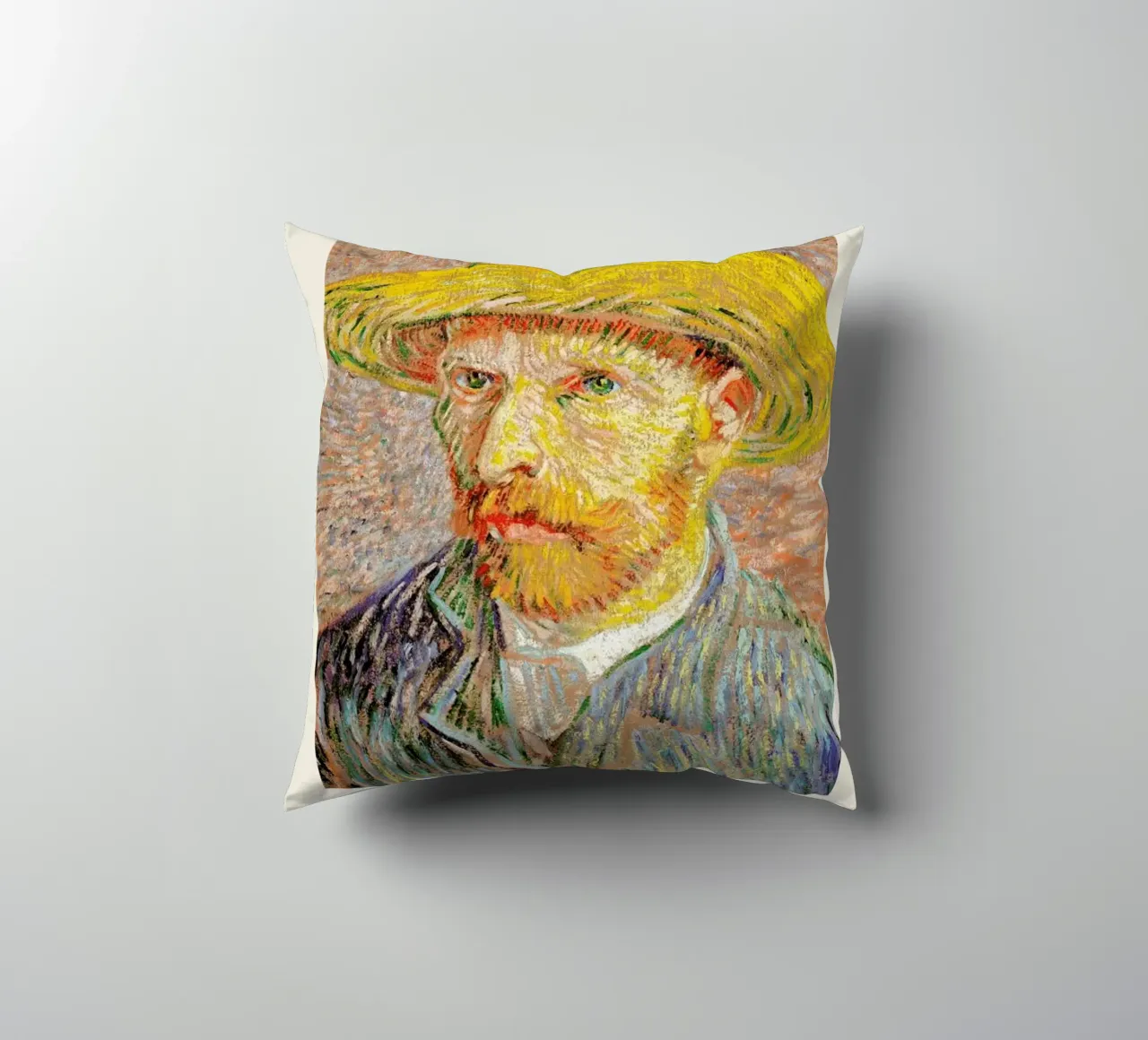 van Gogh - Self-Portrait with a Straw Hat cuscino da Vintage by JUNIQE