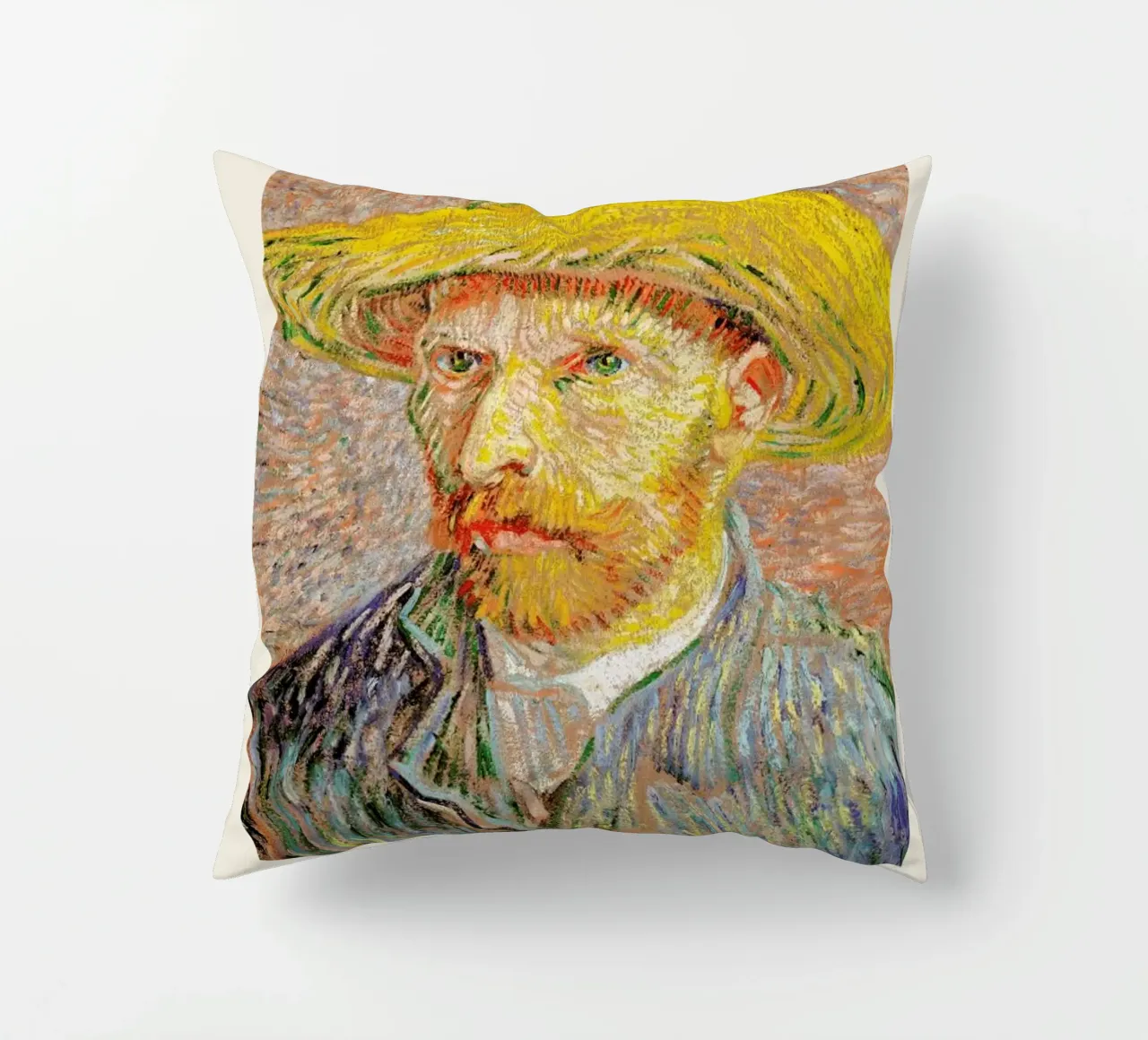 van Gogh - Self-Portrait with a Straw Hat cuscino da Vintage by JUNIQE