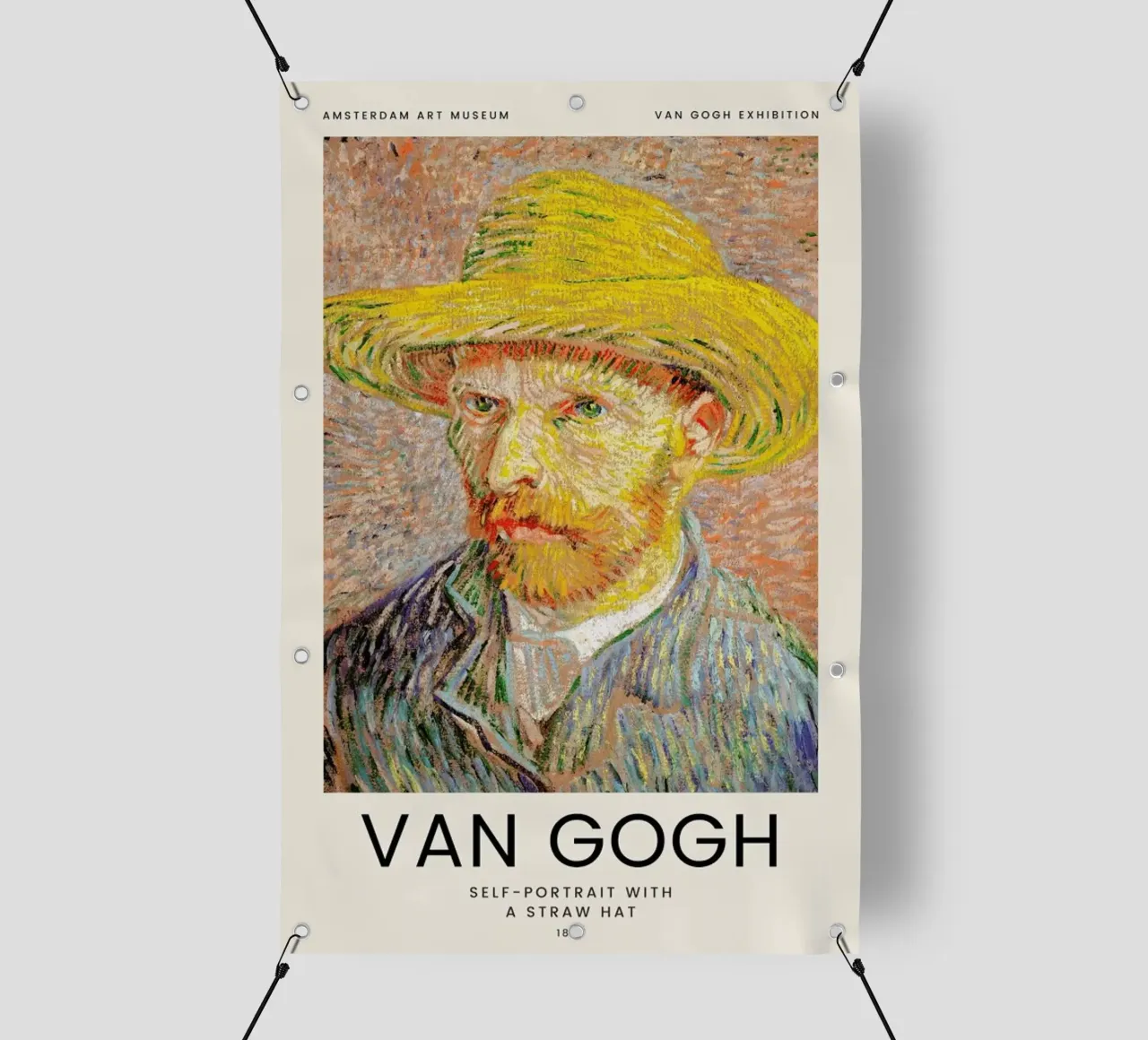 van Gogh - Self-Portrait with a Straw Hat telo in pvc da Vintage by JUNIQE