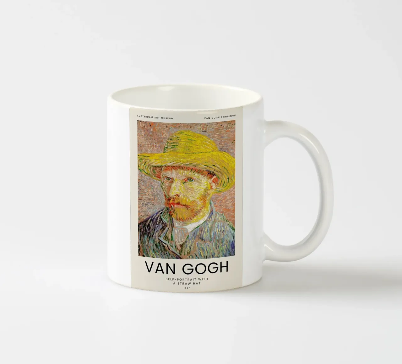 van Gogh - Self-Portrait with a Straw Hat tazza in ceramica da Vintage by JUNIQE