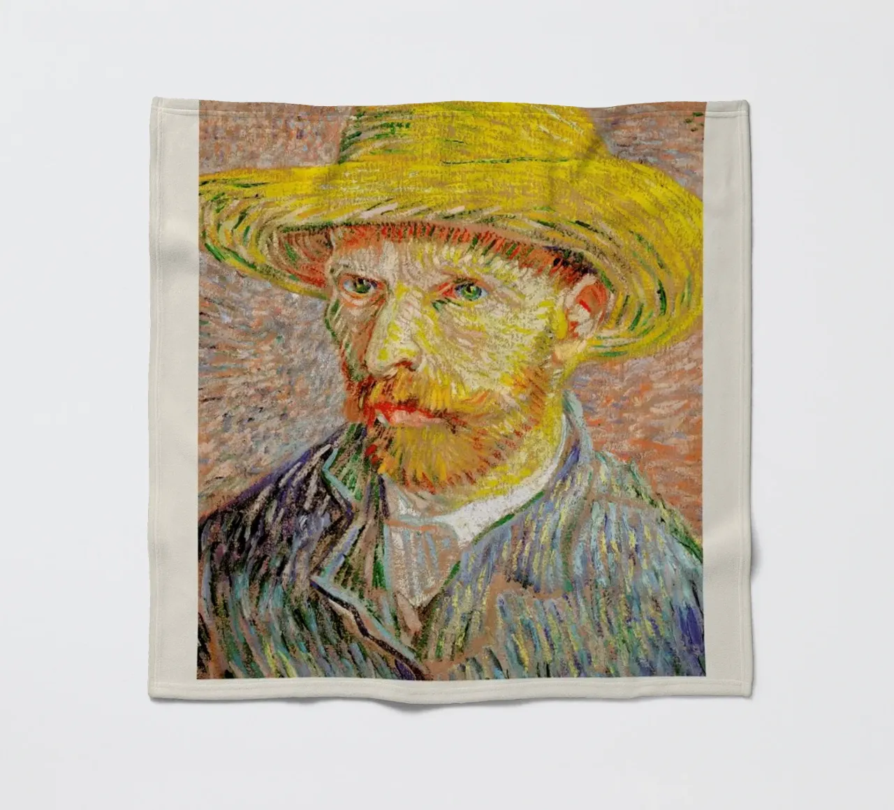 van Gogh - Self-Portrait with a Straw Hat coperta in pile da Vintage by JUNIQE