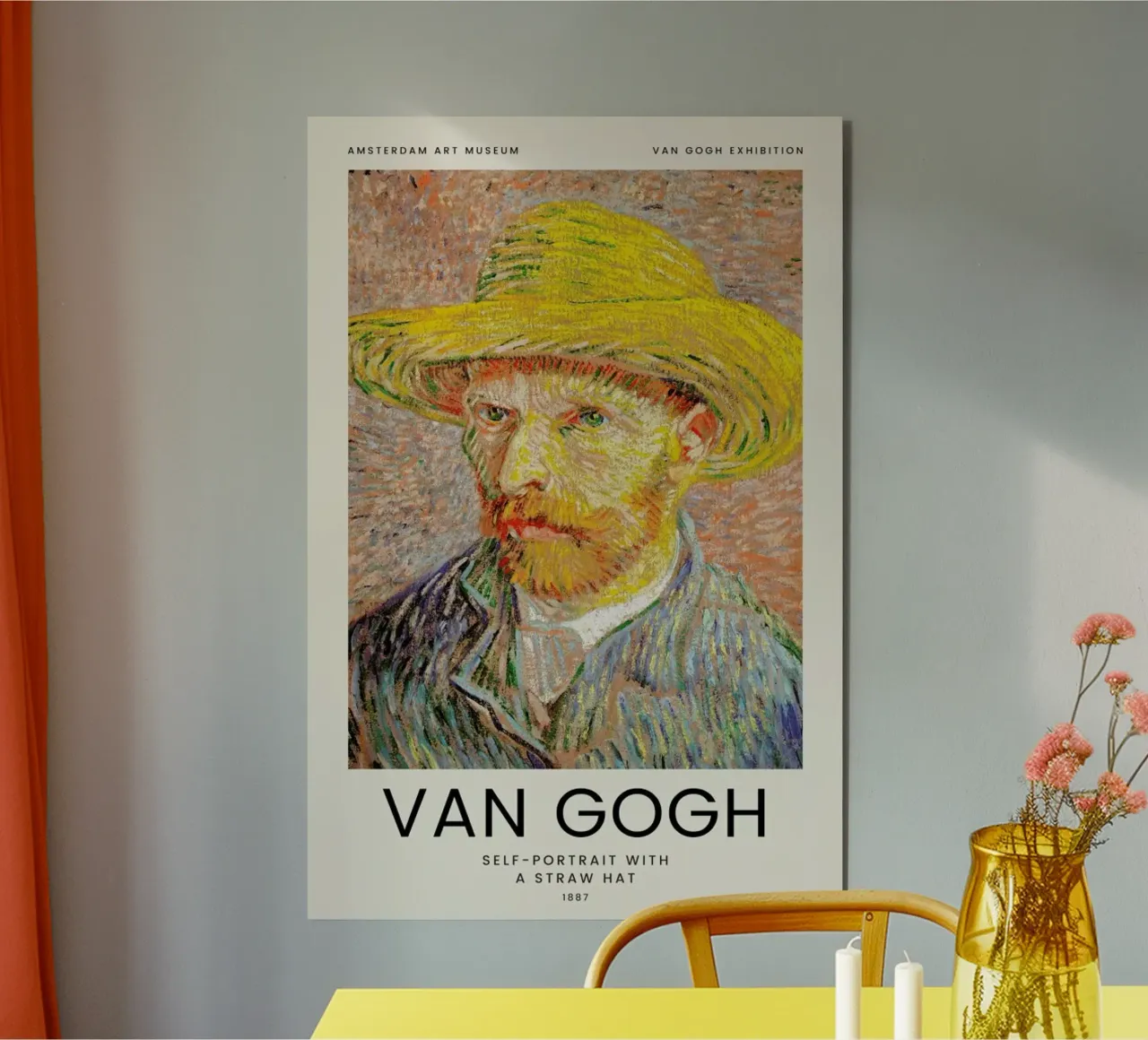 van Gogh - Self-Portrait with a Straw Hat alluminio dibond da Vintage by JUNIQE