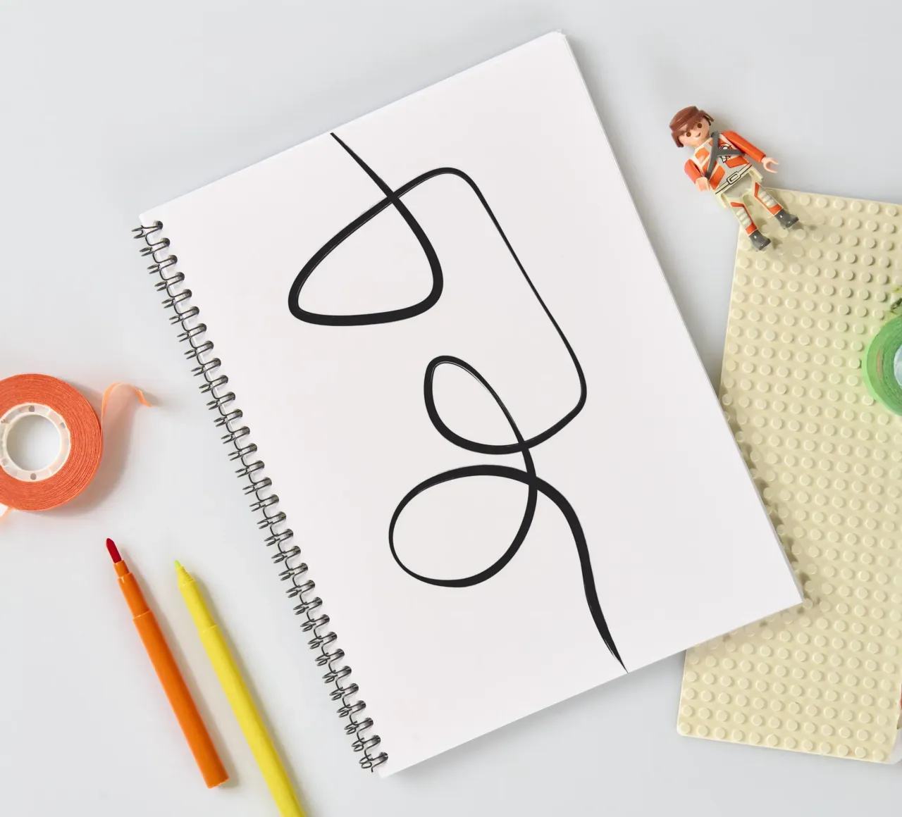Black strokes 3 spiral notebook by NouveauPrints