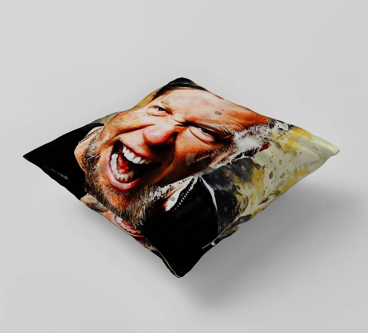 Macchia di ritratto di James Hetfield cuscino da Gunawan Rb