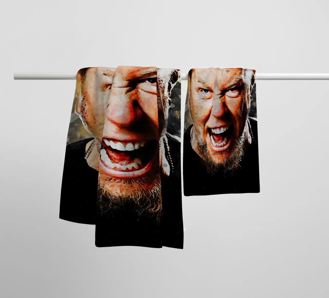 Smudge of Portrait James Hetfield towel by Gunawan Rb