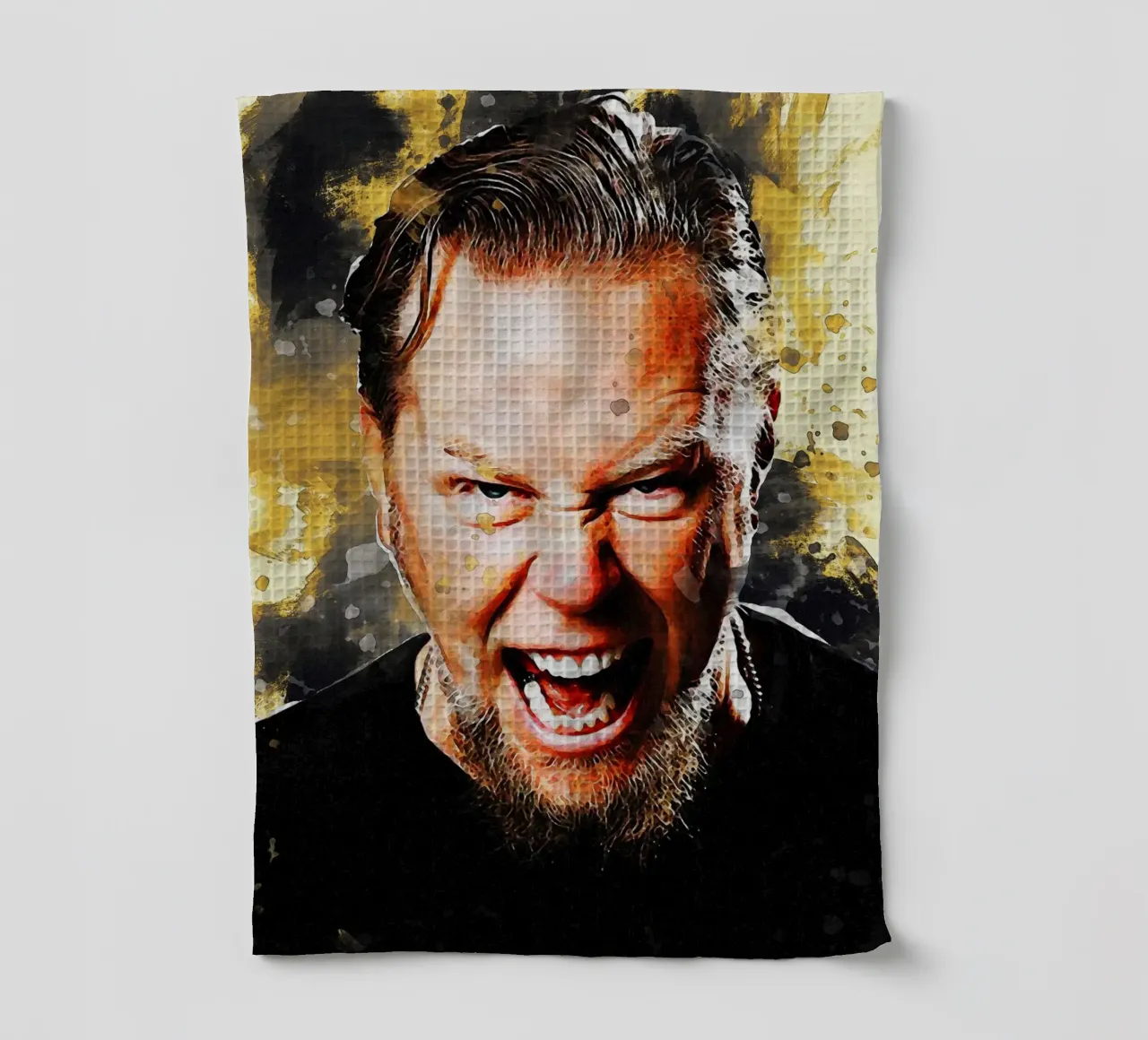 Macchia di ritratto di James Hetfield canovaccio da cucina da Gunawan Rb