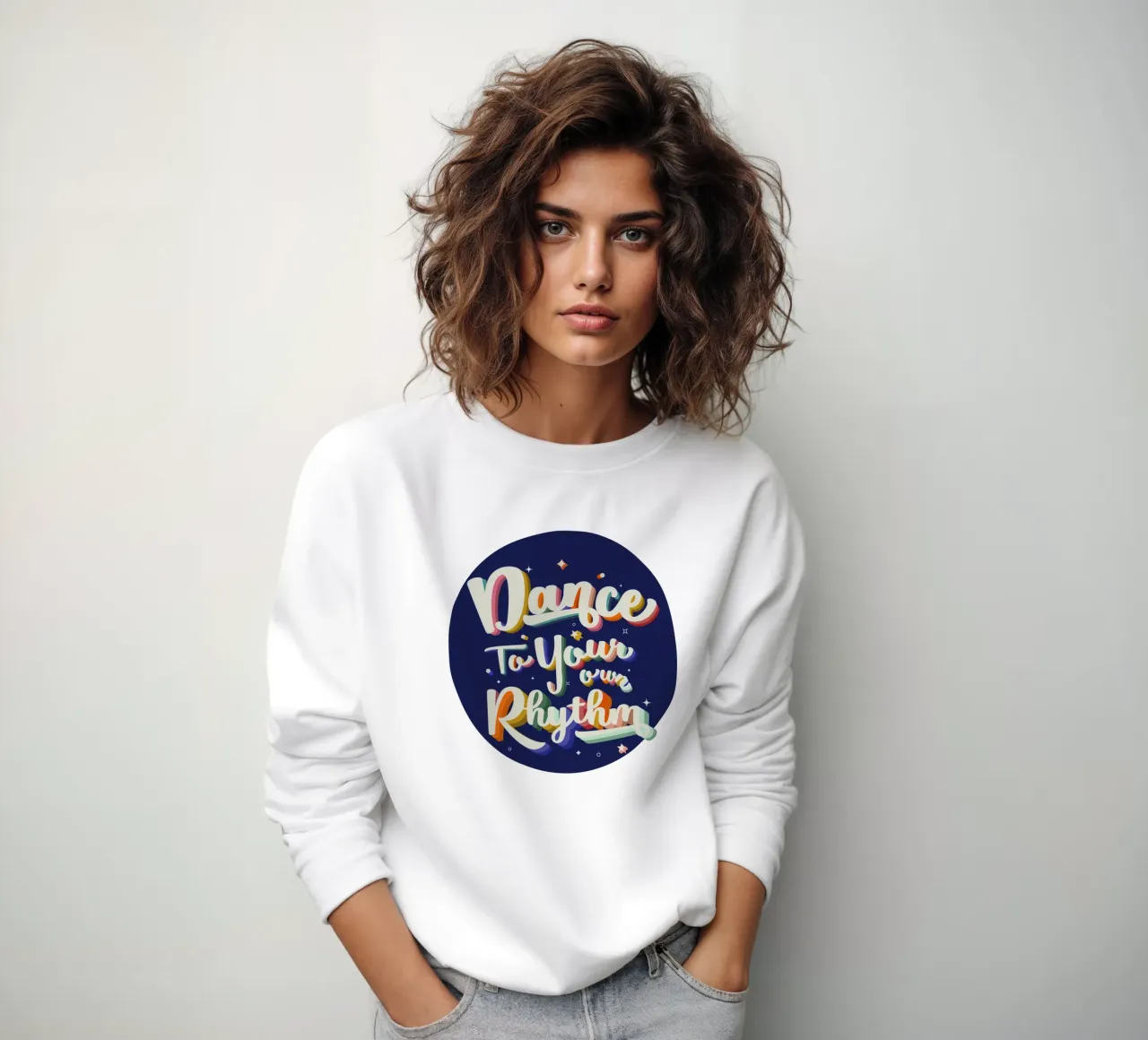 Tanze zu deinem eigenen Rhythmus Retro Bright Text Sweatshirt von showmemars