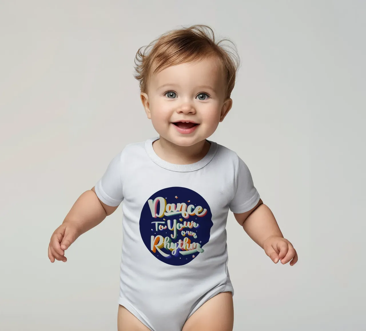 Tanze zu deinem eigenen Rhythmus Retro Bright Text Kurzarm Babybody von showmemars