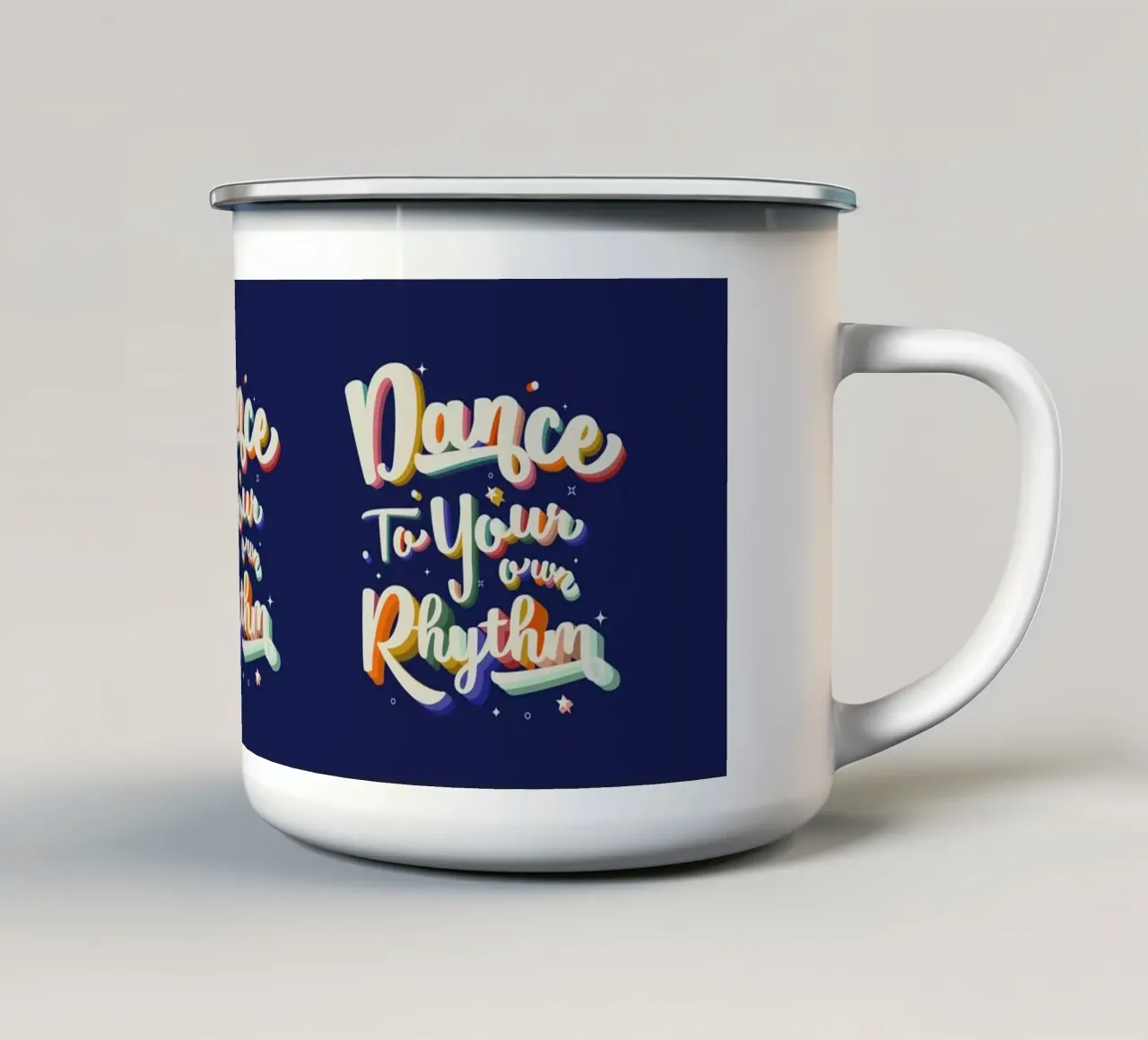 Balla al tuo ritmo Testo brillante retrò tazza in smalto da showmemars