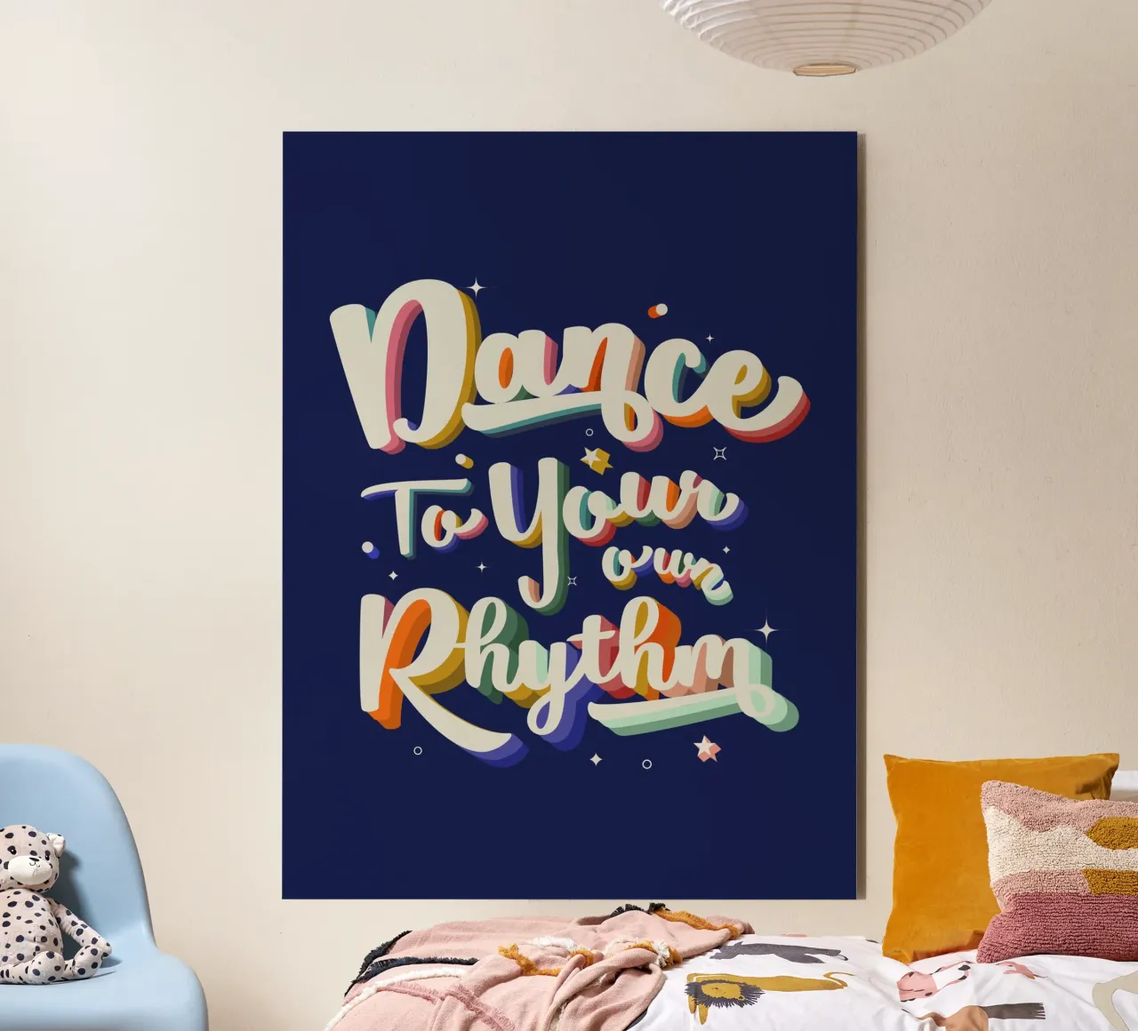 Tanze zu deinem eigenen Rhythmus Retro Bright Text Alu-Dibond von showmemars