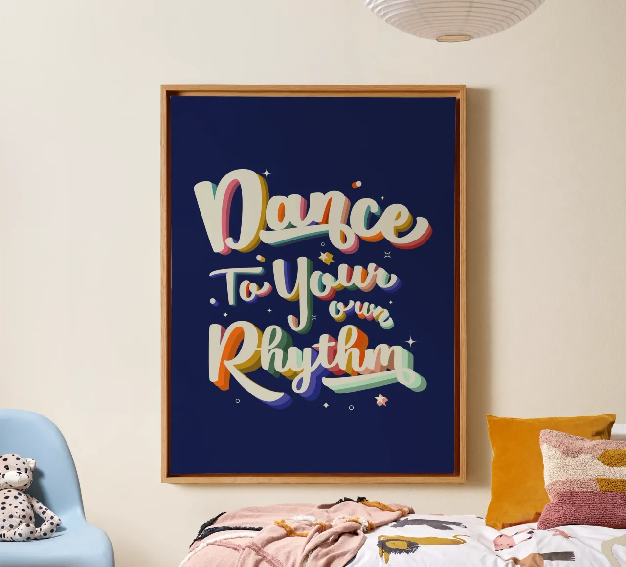 Dance to Your Own Rhythm Retro Bright Text canvas by showmemars
