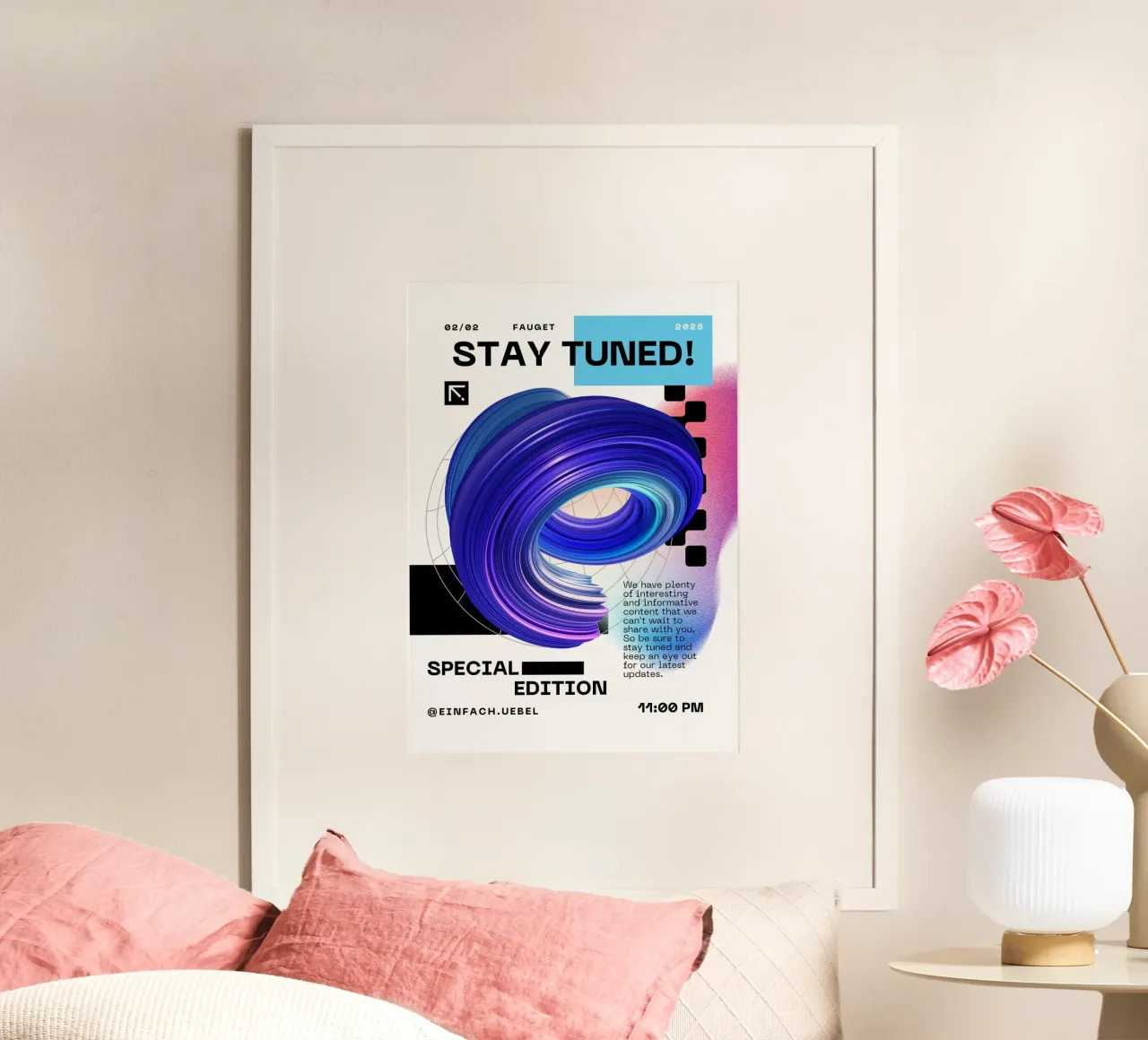 STAY TUNED poster con telaio in legno da Einfach Uebel