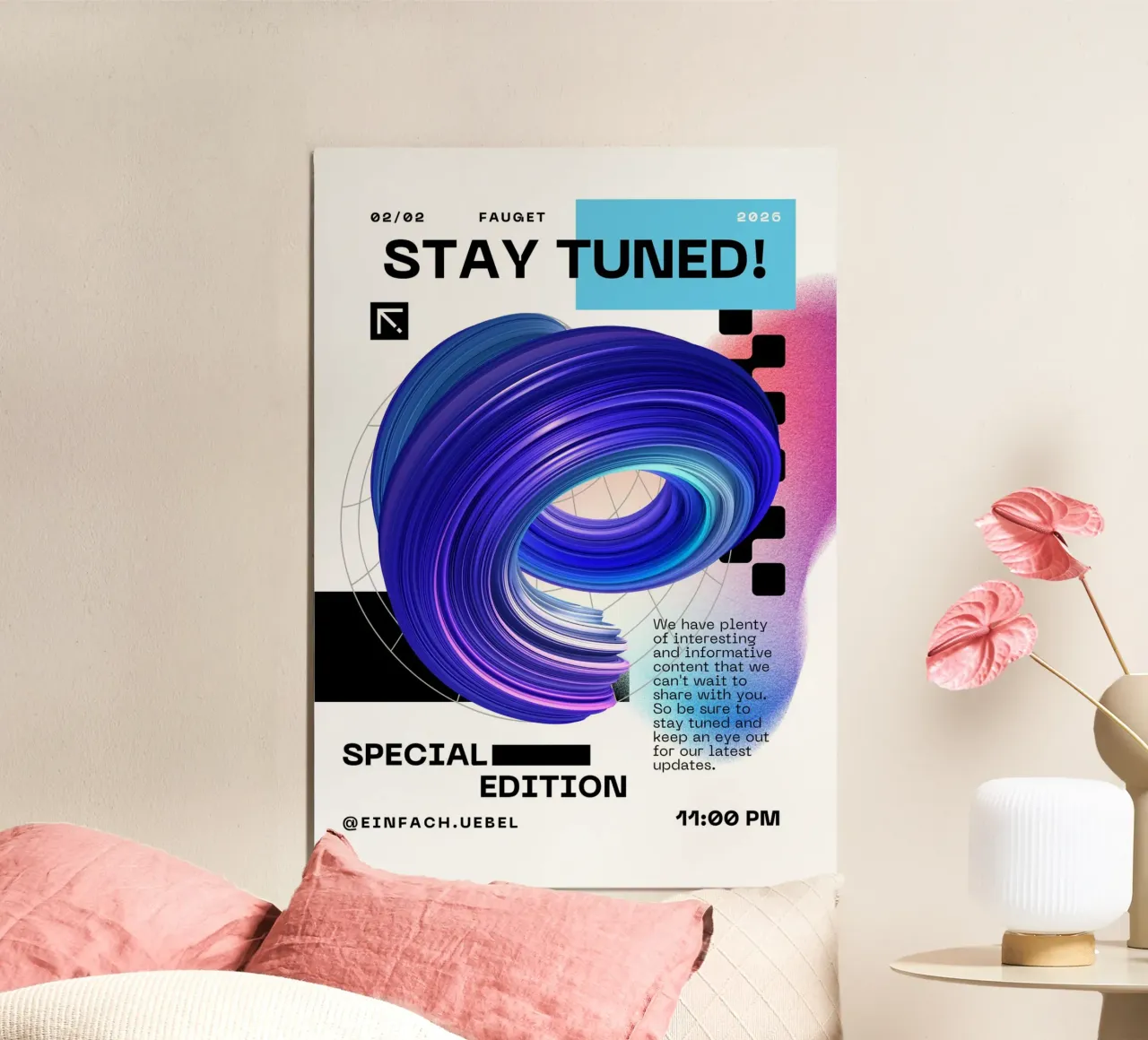 STAY TUNED poster con telaio in legno da Einfach Uebel