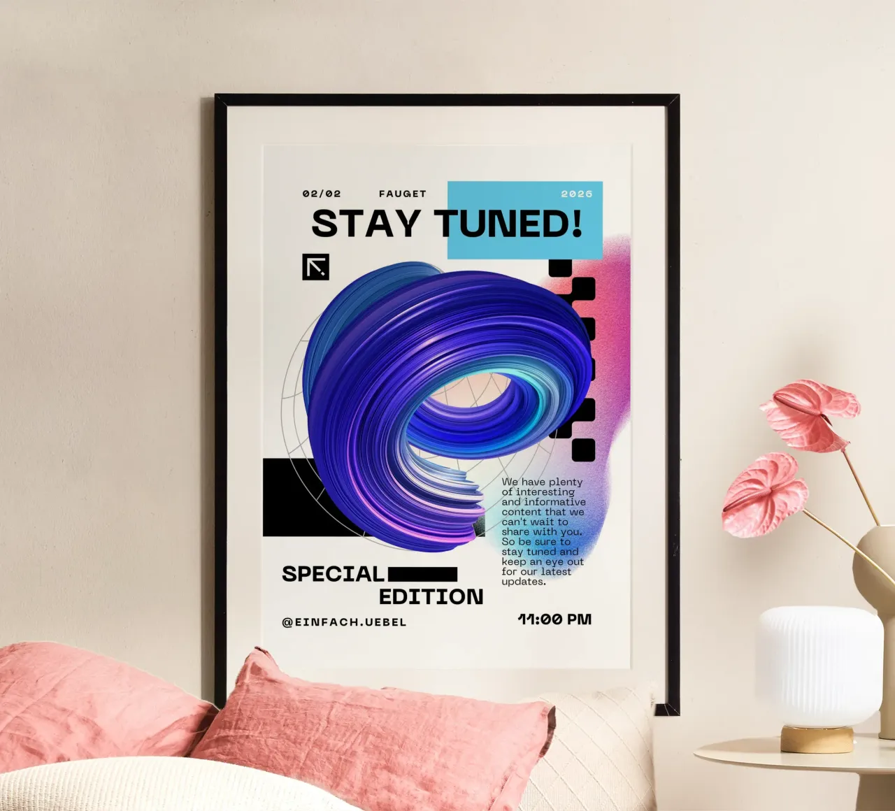 STAY TUNED poster con telaio in legno da Einfach Uebel