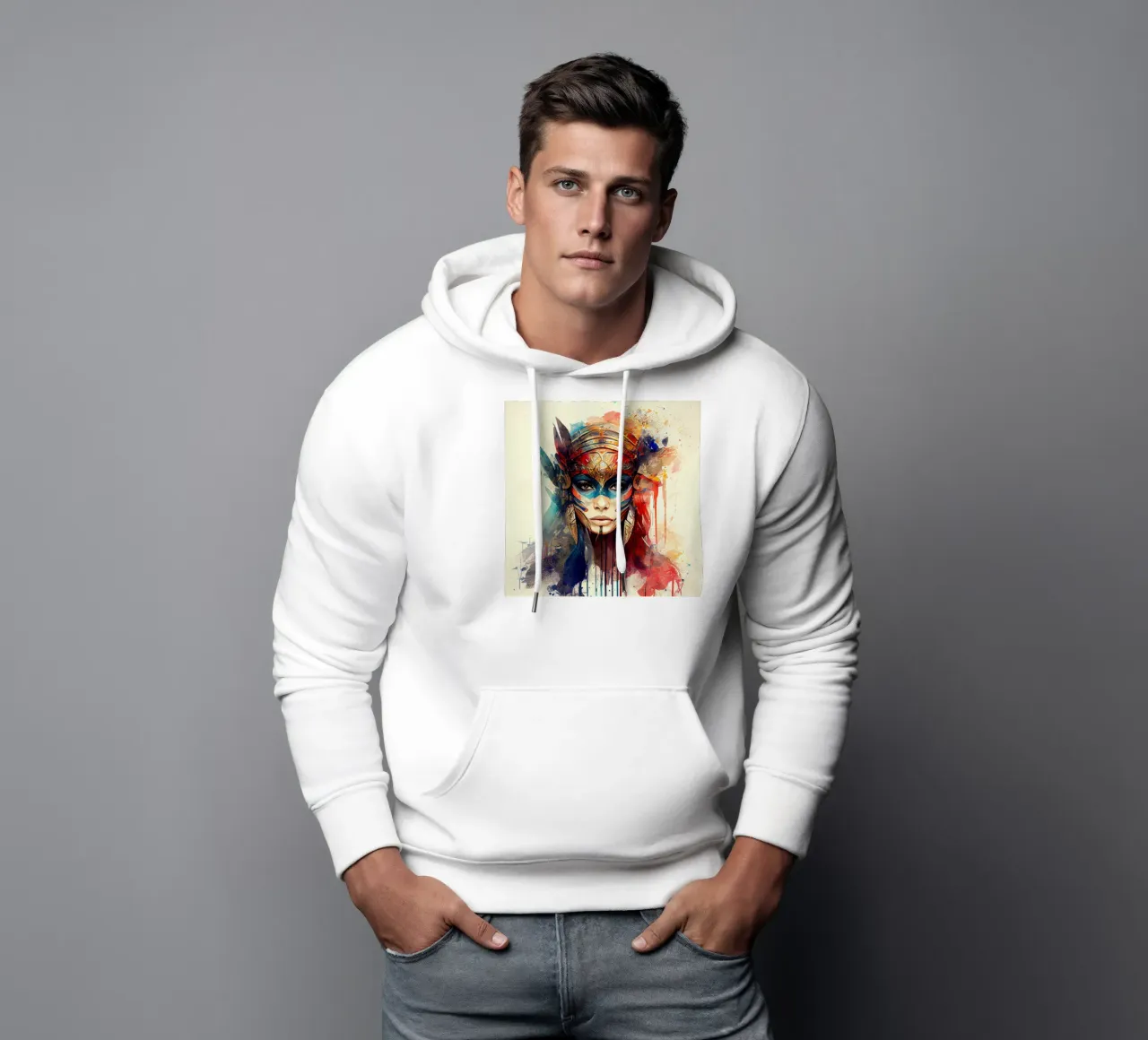 Poderosa mujer guerrera sudadera con capucha de Chromatic Fusion Studio