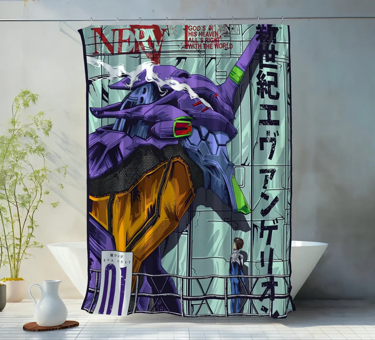 Evangelion - EVA 01 Poster a colori tenda da doccia da MERRSHOP