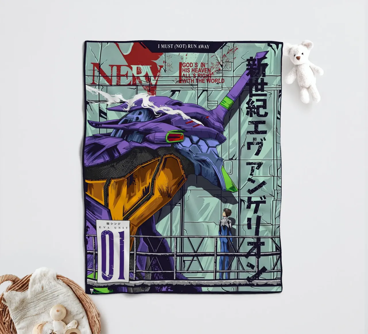 Evangelion - EVA 01 Poster a colori coperta in pile da MERRSHOP