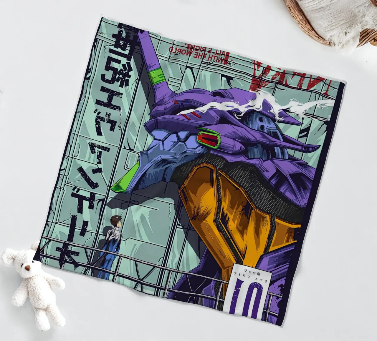 Evangelion - EVA 01 Poster a colori coperta in pile da MERRSHOP