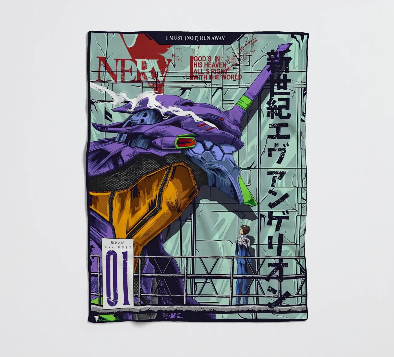 Evangelion - EVA 01 Poster a colori coperta in pile da MERRSHOP