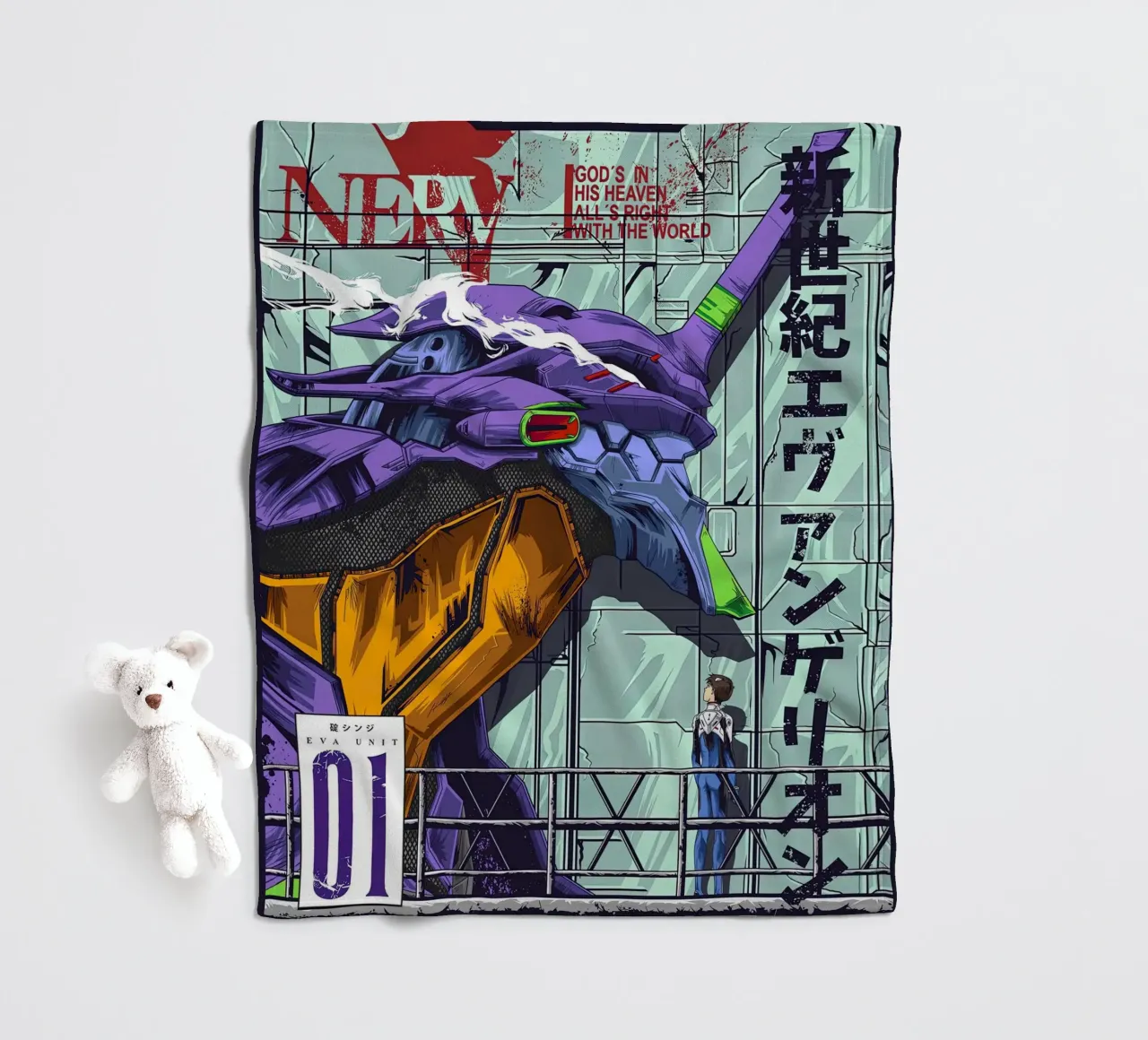 Evangelion - EVA 01 Poster a colori coperta in pile da MERRSHOP