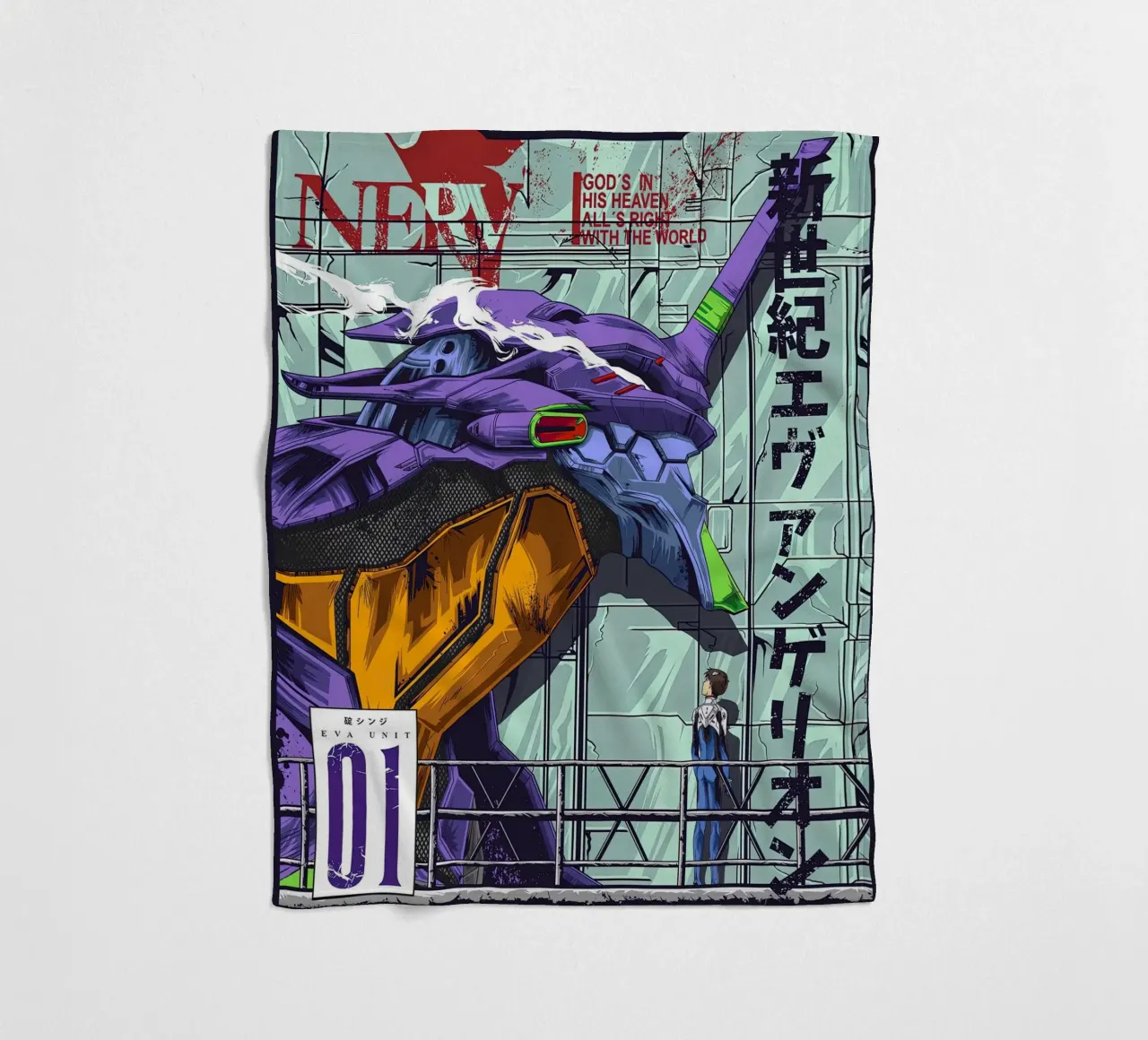 Evangelion - EVA 01 Poster a colori coperta in pile da MERRSHOP