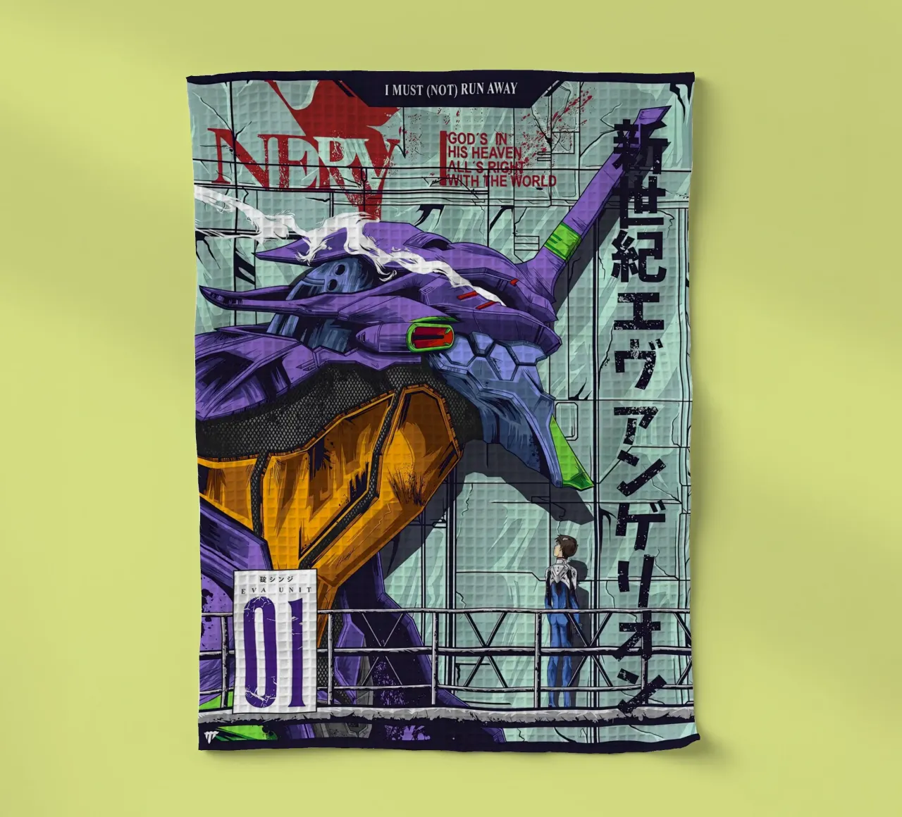 Evangelion - EVA 01 Poster Colour tea towel by MERRSHOP