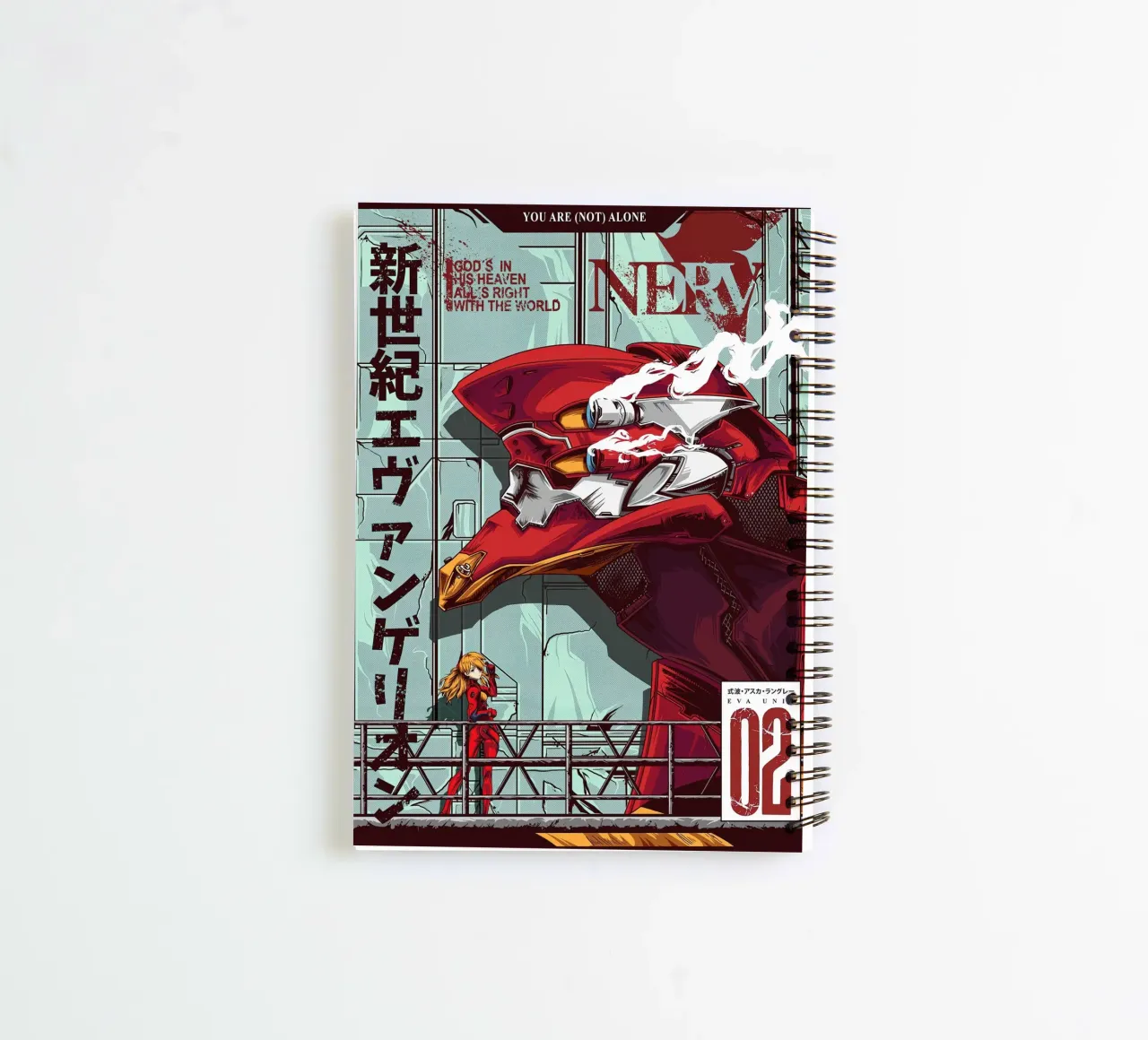 Evangelion - EVA 02 Color Poster spiral notebook by MERRSHOP