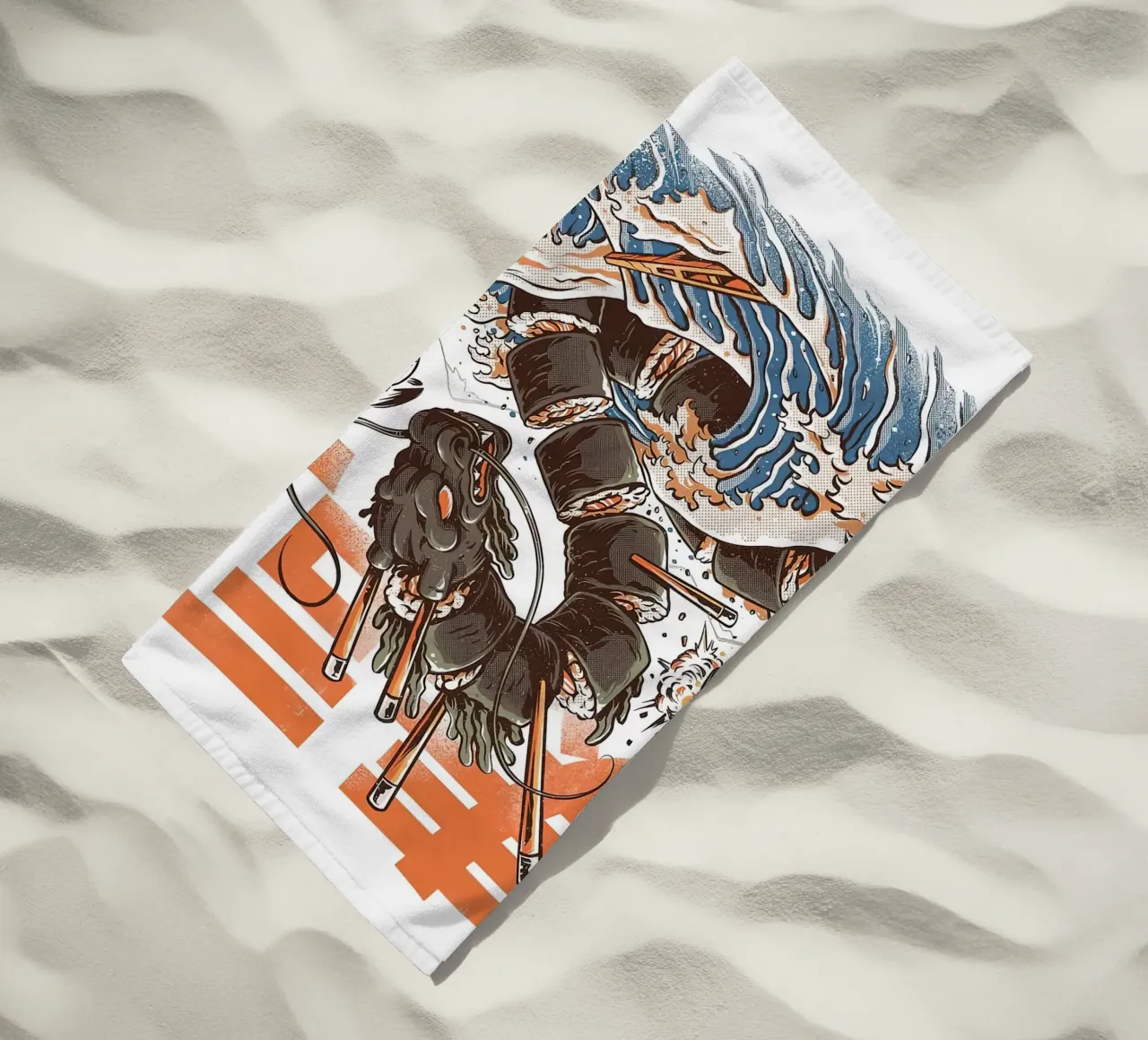 Great Sushi Dragon beach towel by MERRSHOP