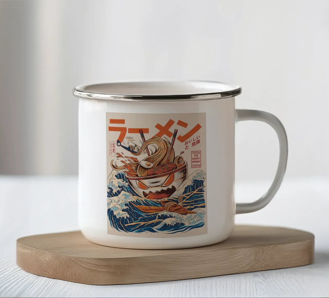 Il grande ramen di Kanagawa tazza in smalto da MERRSHOP