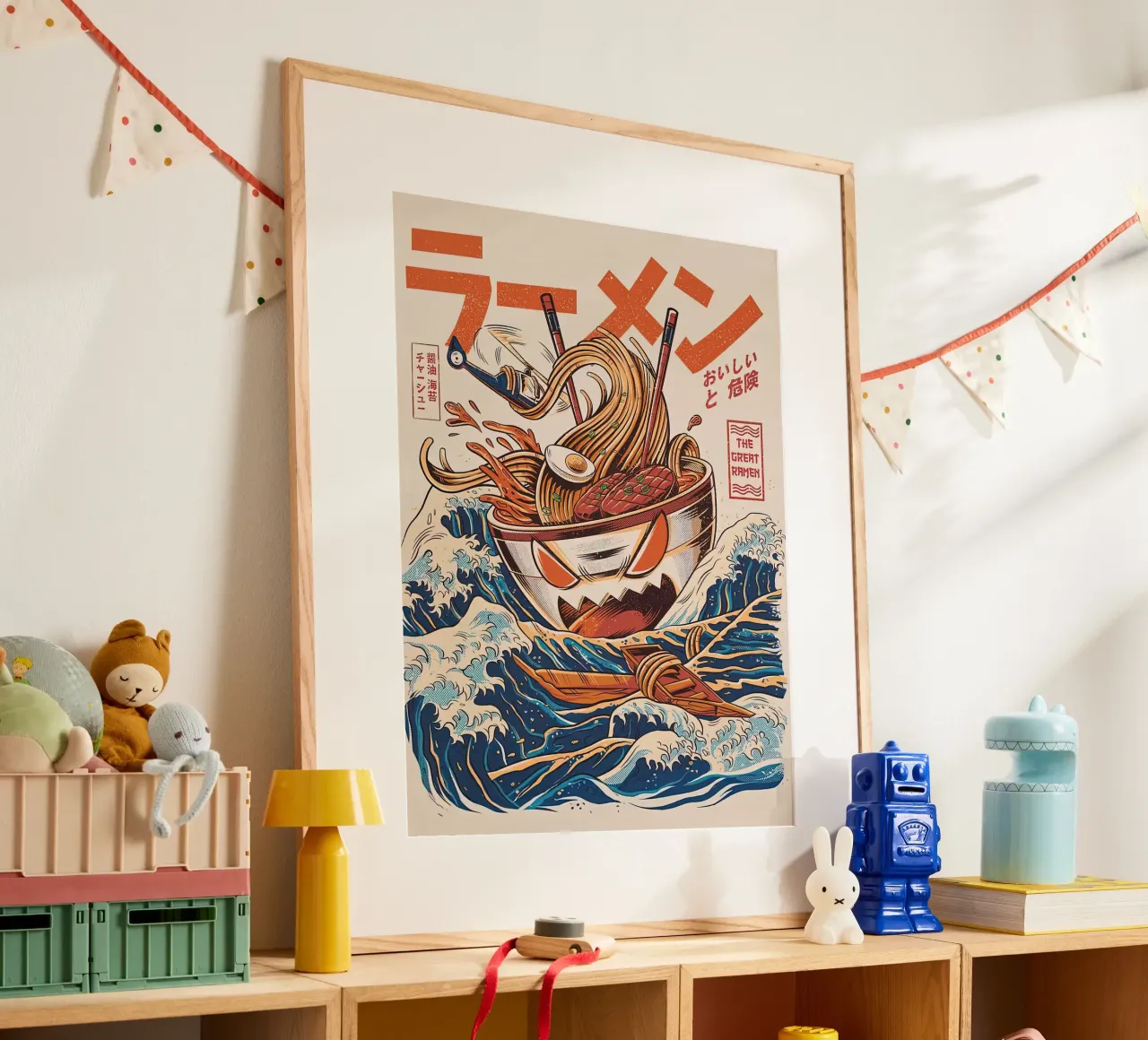Il grande ramen di Kanagawa poster con telaio in plastica da MERRSHOP