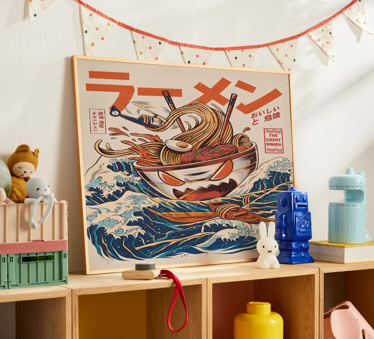 Il grande ramen di Kanagawa poster con telaio in plastica da MERRSHOP