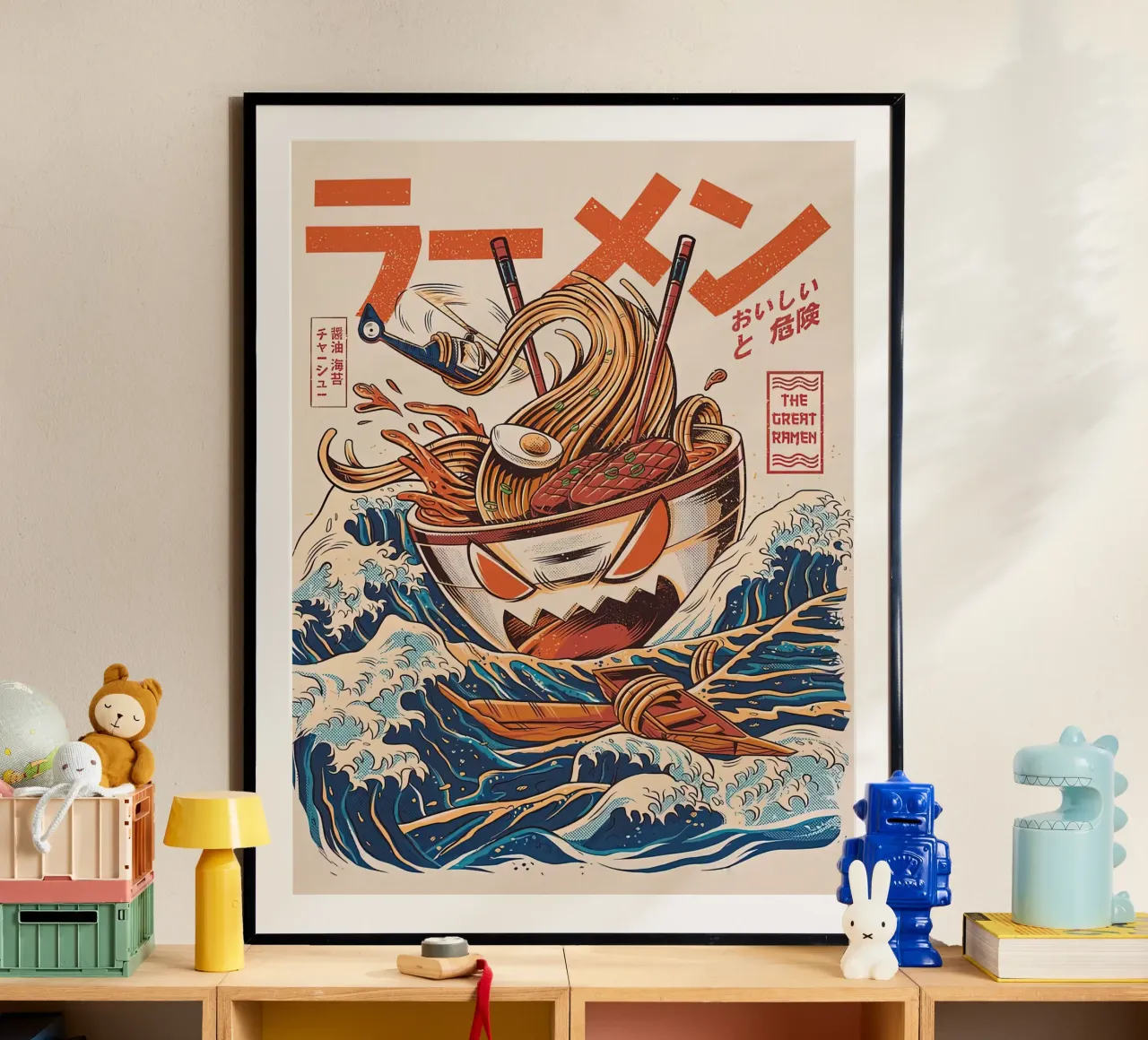 Il grande ramen di Kanagawa poster con telaio in plastica da MERRSHOP